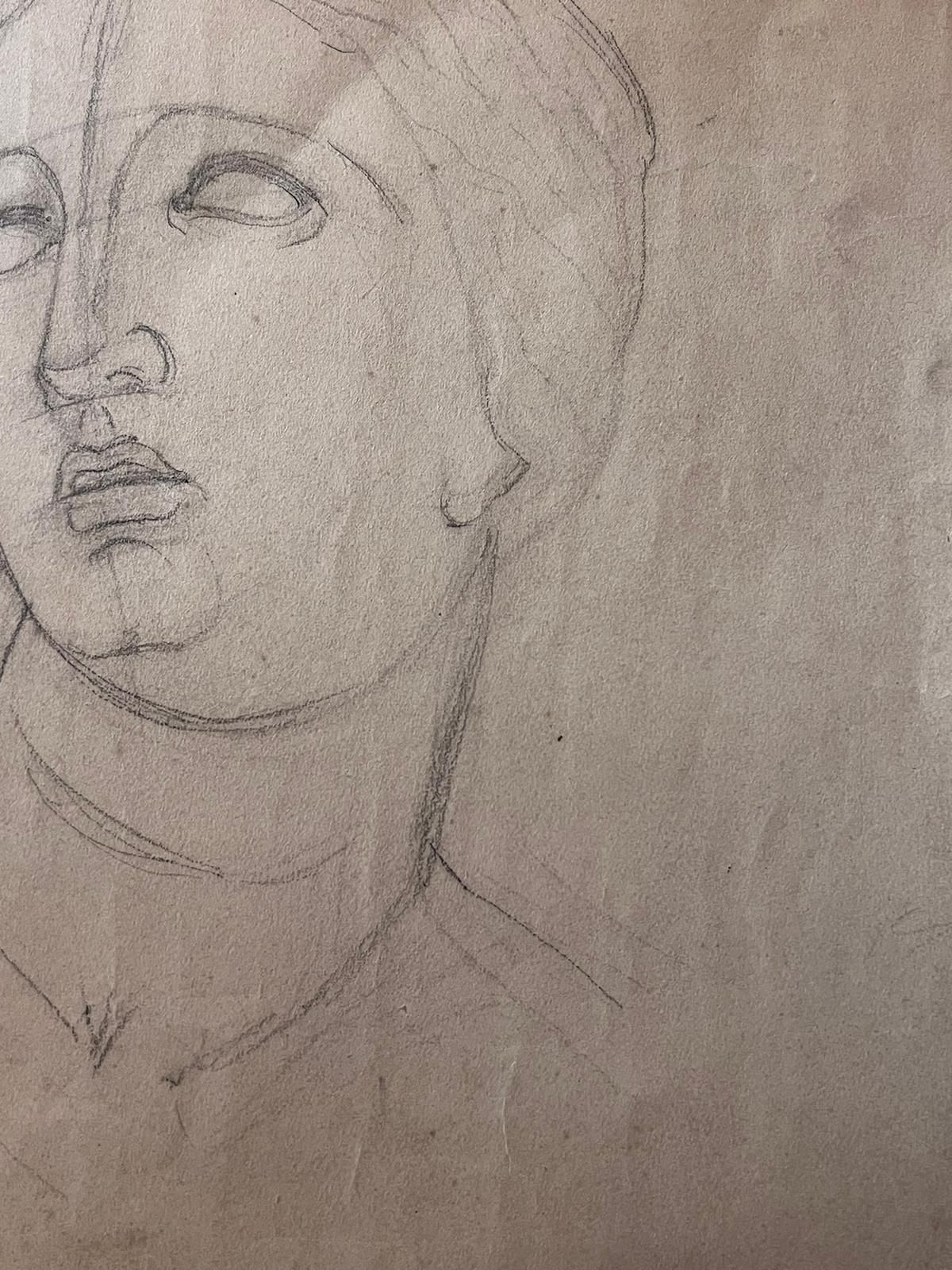 photo furniture French Schoolantique Pencil Study Of A Classical Female Bust Portrait19th Century