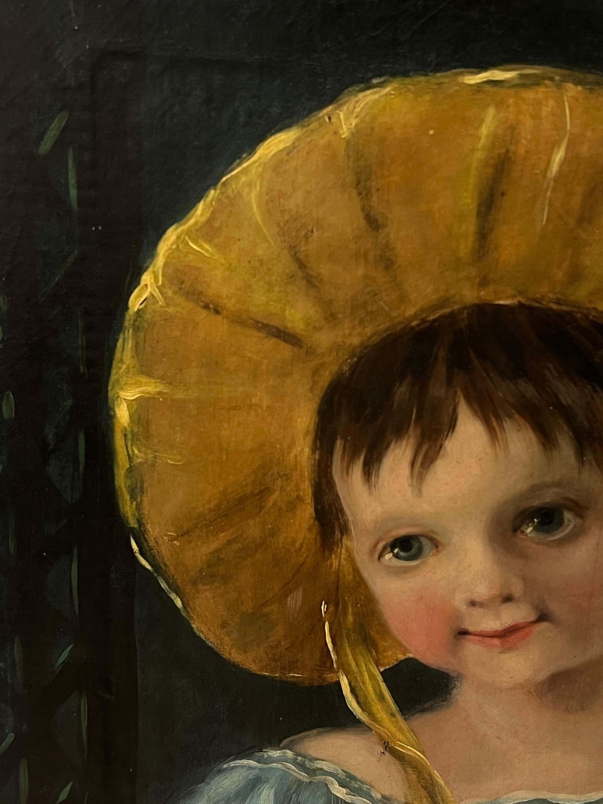 Victorian Schoolvictorian English Oil Painting Portrait Of A Young Girl In A Bonnet With Her Dogmid 19th Century photo Art