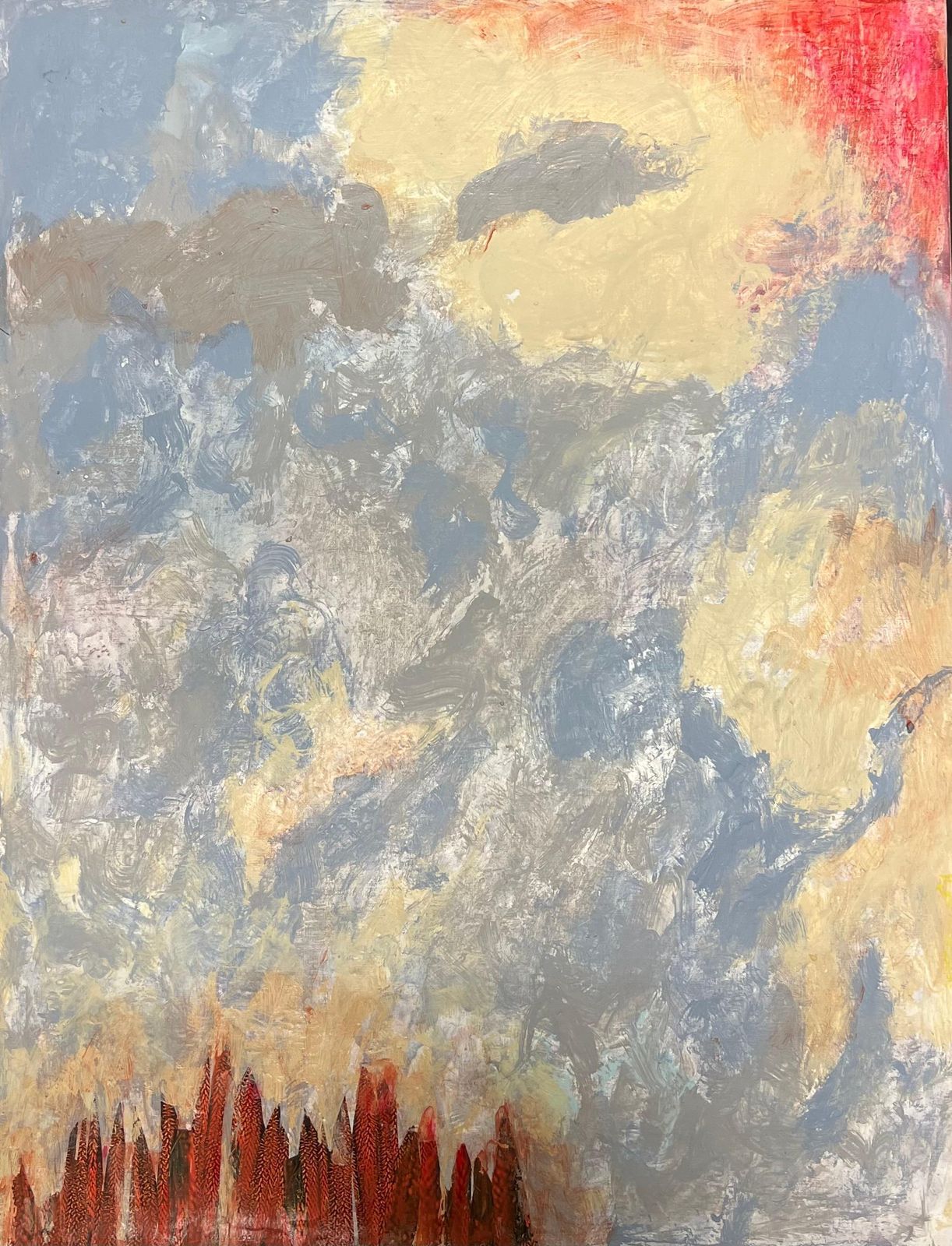 Armand Rottenbergsunset Whispers Abstract Skyline With Dramatic Sky And Crimson Hues Oil Painting