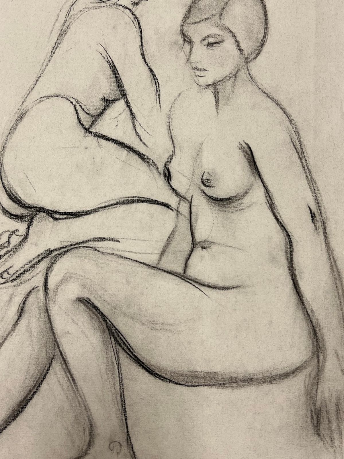 Dagmar Web1960's Original French Pastel Sketch Nude Seated And Kneeling Female Figures1960's photo Art
