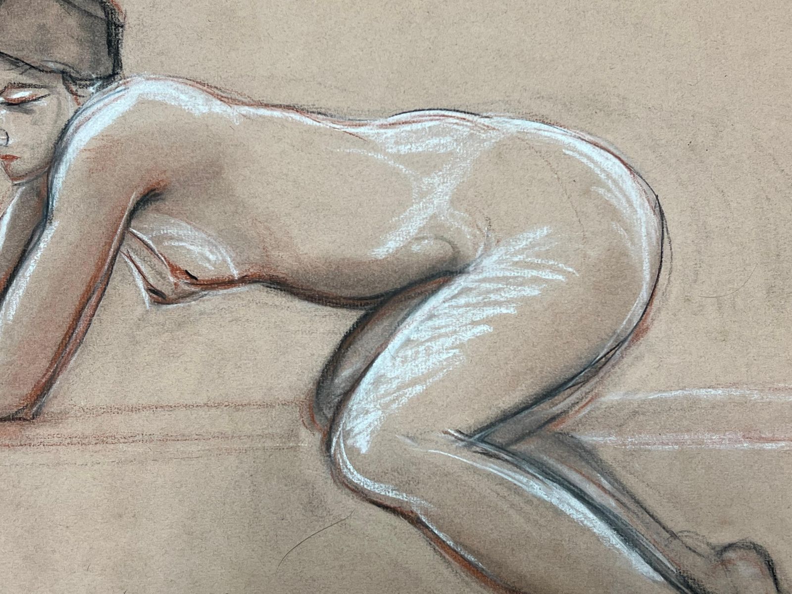 Dagmar Web1960's Original French Pastel Sketch Reclining Nude Study1960's photo for sale