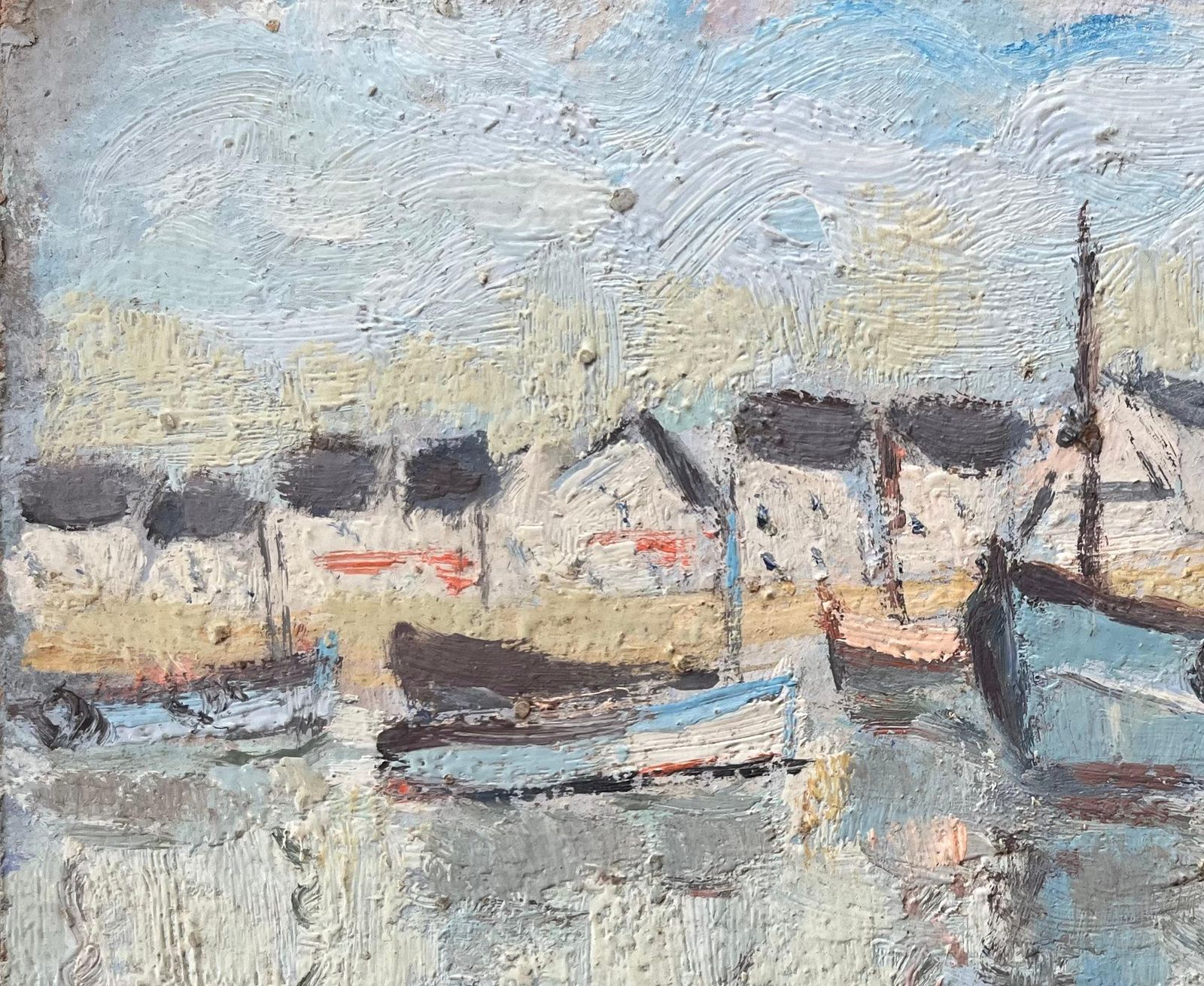 Fanch Lelfrench Impressionist Oil Painting Of Fishing Boats In La Trinité Harbor1992 photo Art