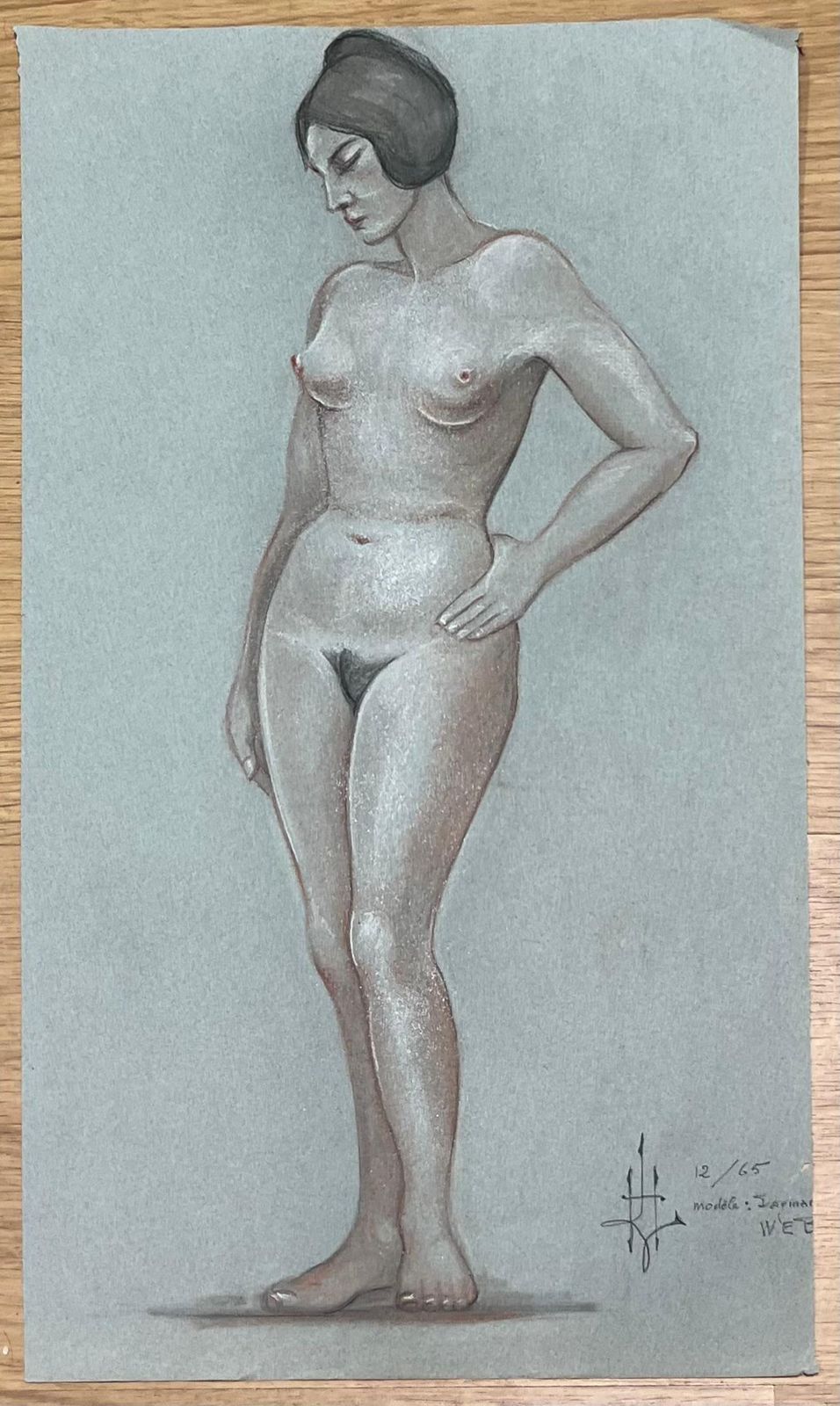 Dagmar Web1960's Original French Pastel Sketch Nude Female Figure Portrait1960's photo furniture