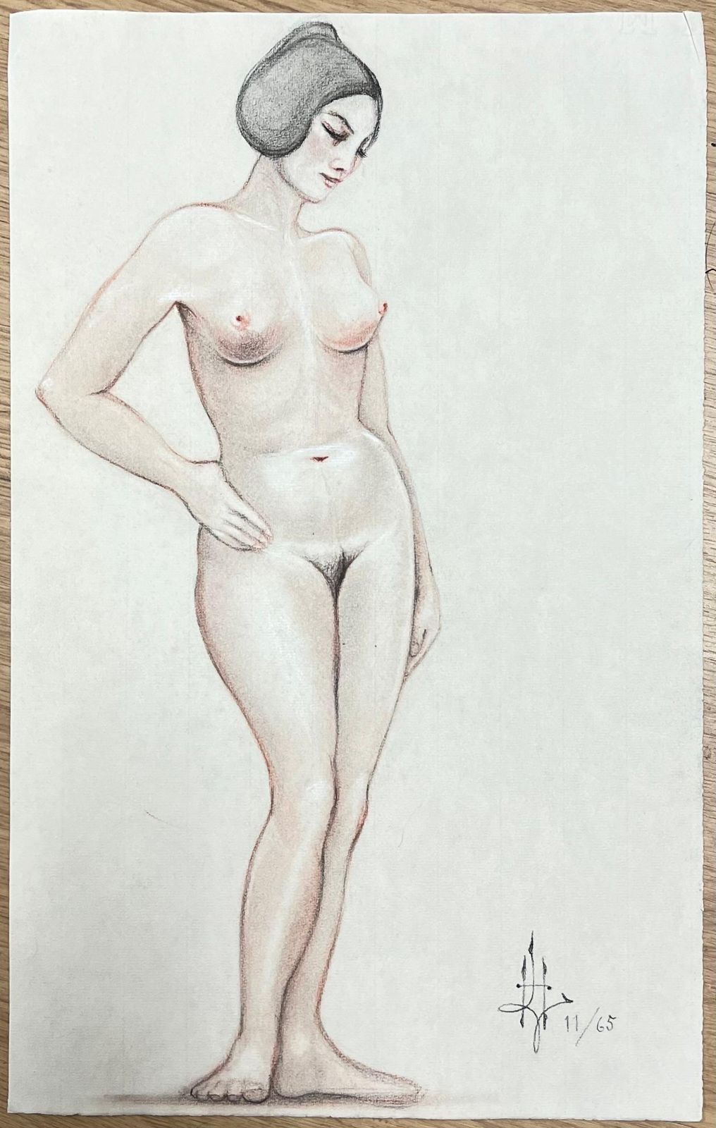 Dagmar Web1960's Original French Pastel Sketch Elegant Nude Lady Model1960's photo furniture