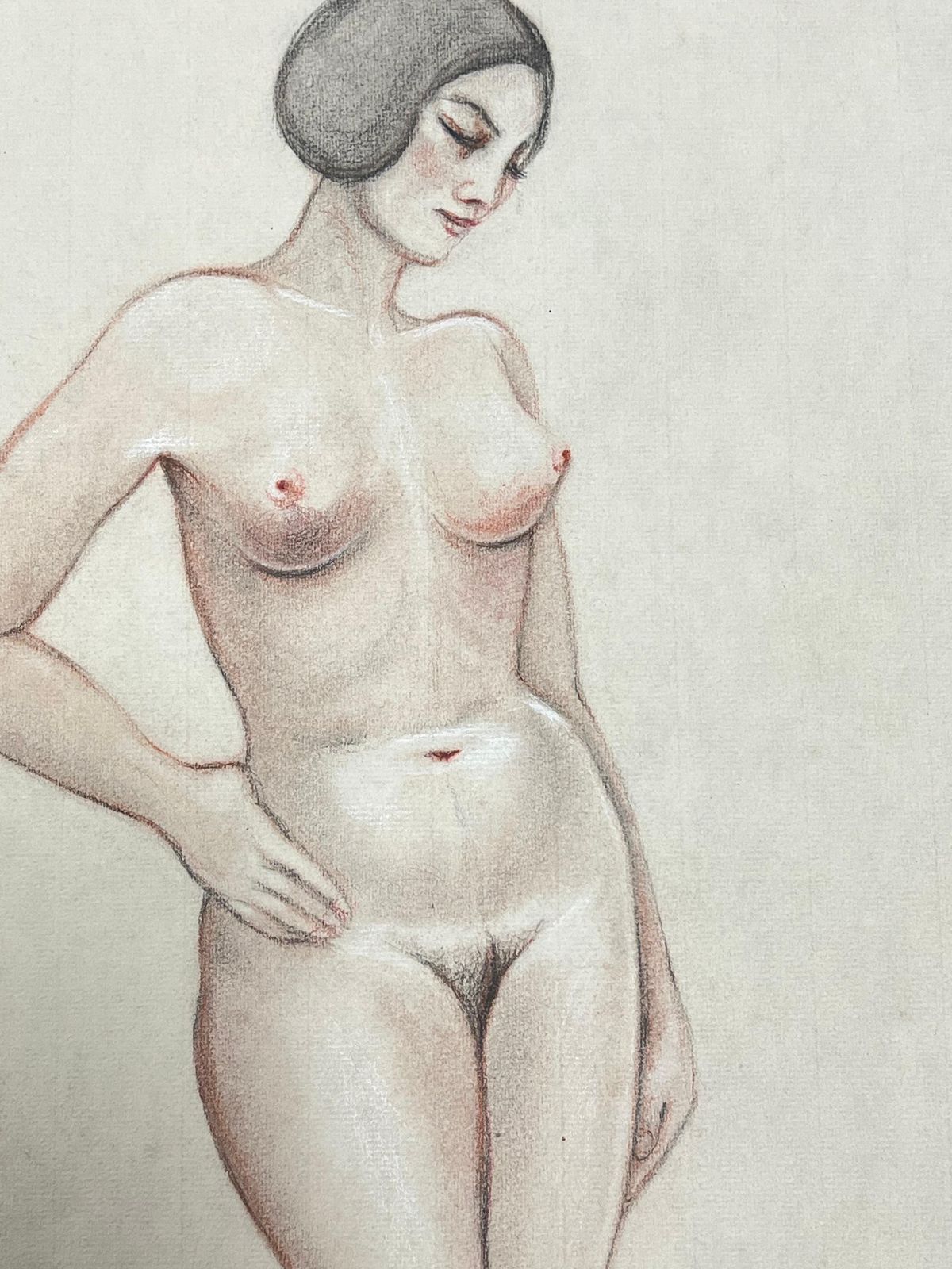 Dagmar Web1960's Original French Pastel Sketch Elegant Nude Lady Model1960's photo for sale