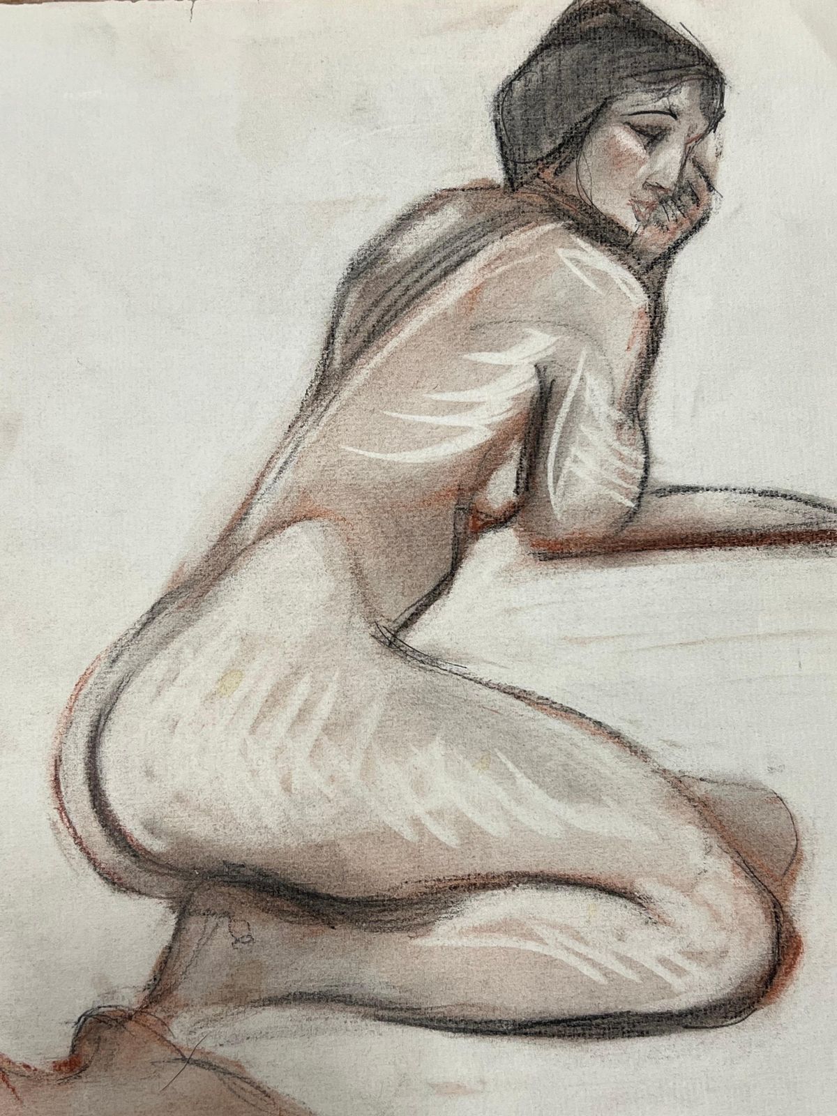 Dagmar Web1960's Original French Pastel Sketch Expressive Dual Seated Nude Models1960's photo vinterior