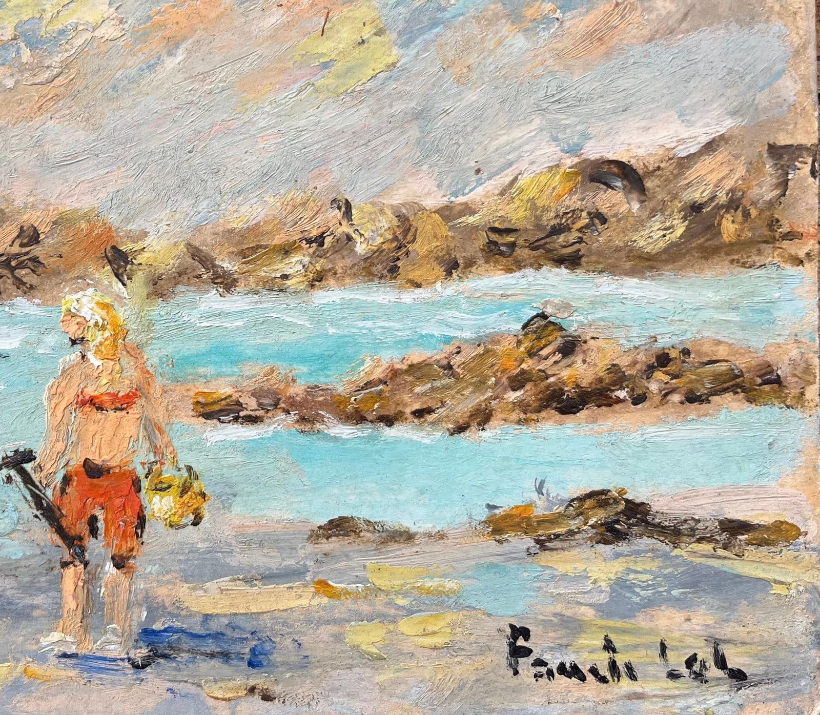 Fanch Lelfrench Impressionist Oil Painting Of Coastal Scene At Saint Lunaire photo Art