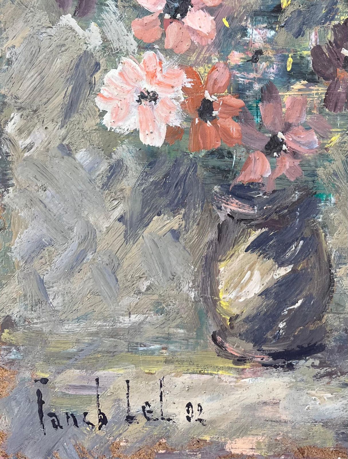 Fanch Lelfrench Impressionist Oil Painting Of Floral Still Life In Earthen Vase2002 photo 484.0