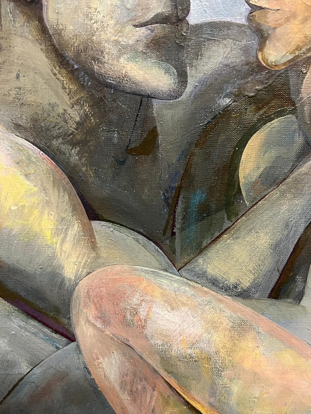 photo furniture Russian Schoolrussian Modernist 20th Century Oil Painting Male Nudes In Embrace Abstractmid 20th Century