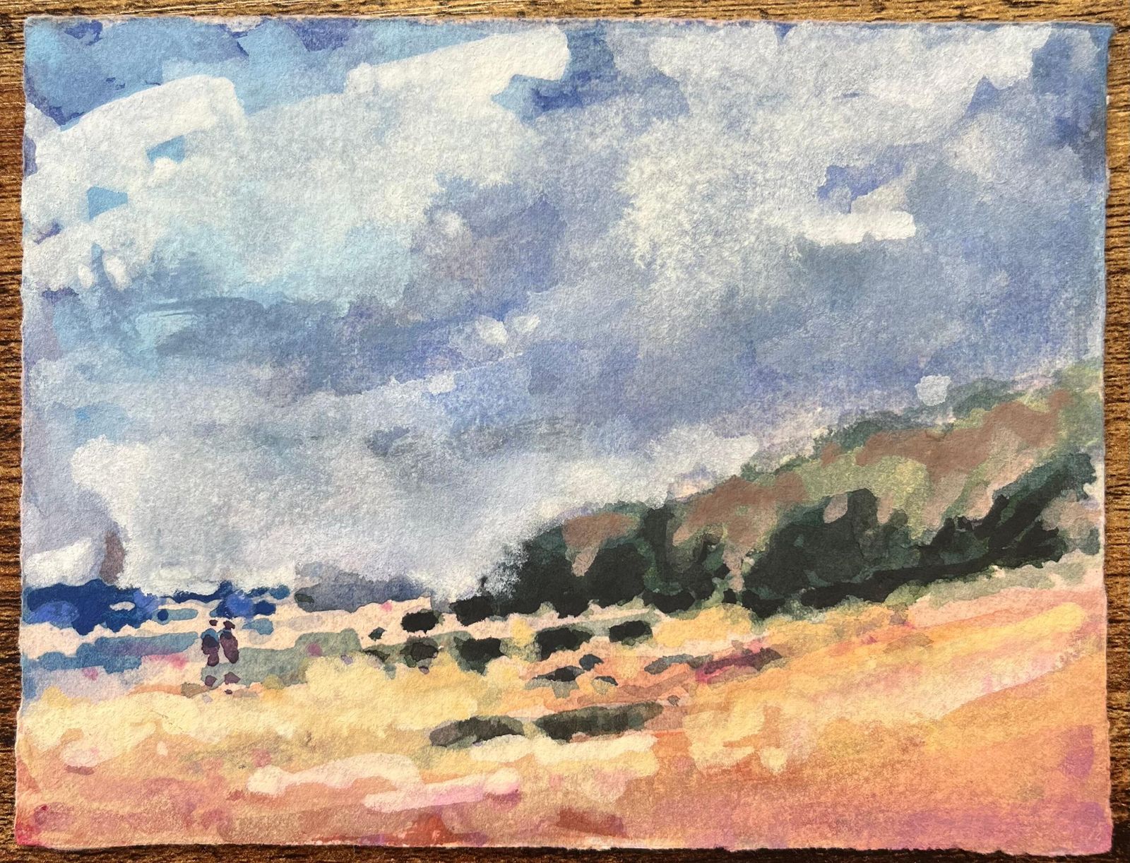 Maurice Mazeiliefrench Impressionist Watercolor Of A Coastal Landscape With Rolling Hills photo furniture