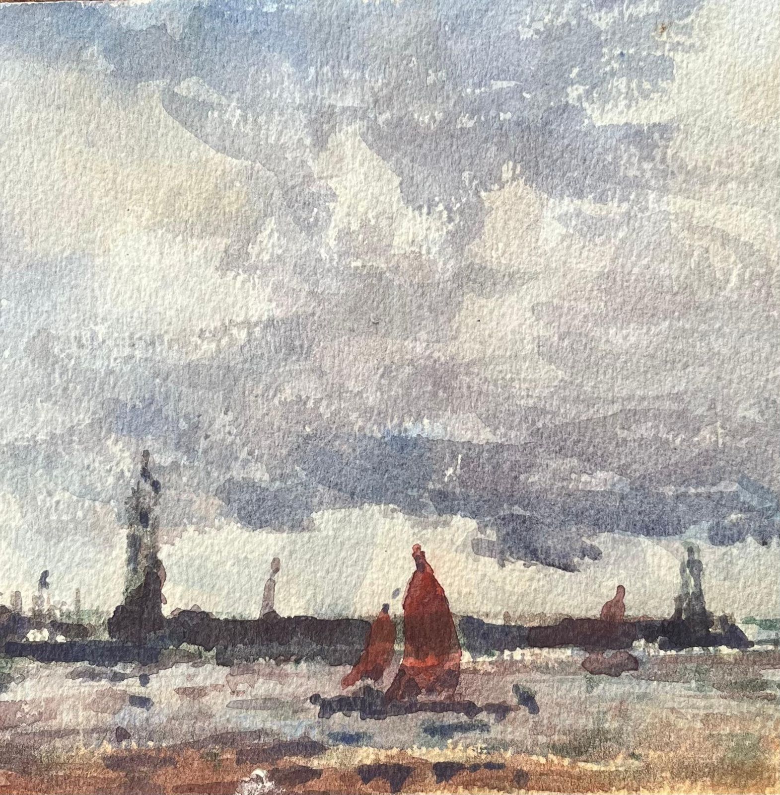 Maurice Mazeiliefrench Impressionist Watercolor Of Sailboats In A Calm Bay photo Art
