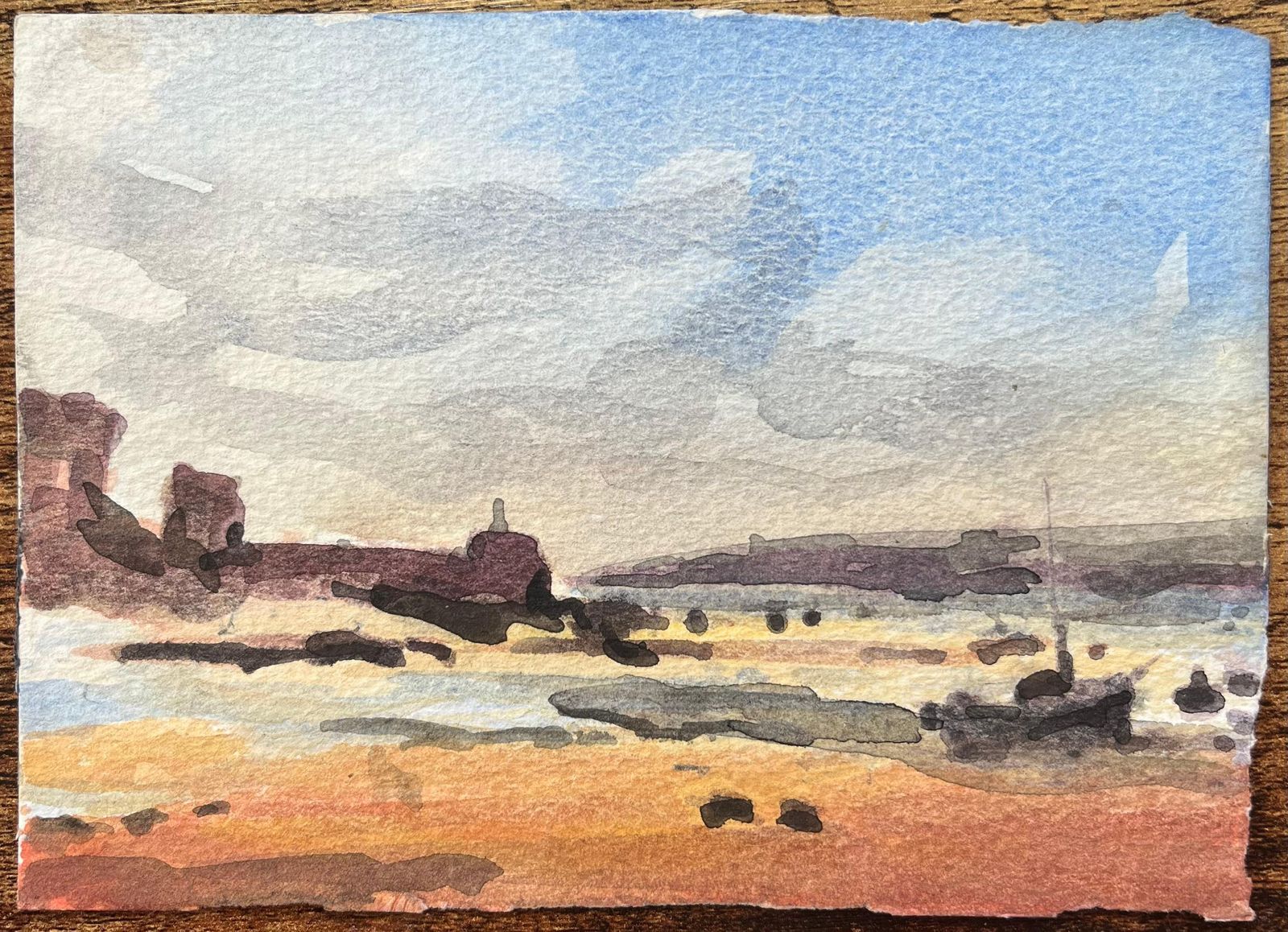 Maurice Mazeiliefrench Impressionist Watercolor Of A Coastal Landscape At Low Tide photo furniture