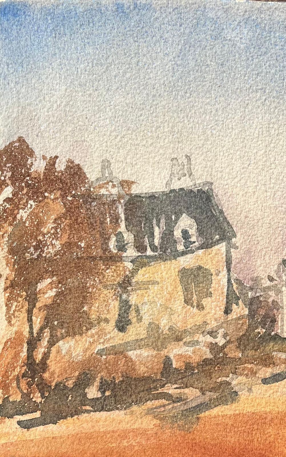 Maurice Mazeiliefrench Impressionist Watercolor Of A Rural Houses In A Coastal Setting photo 290.0