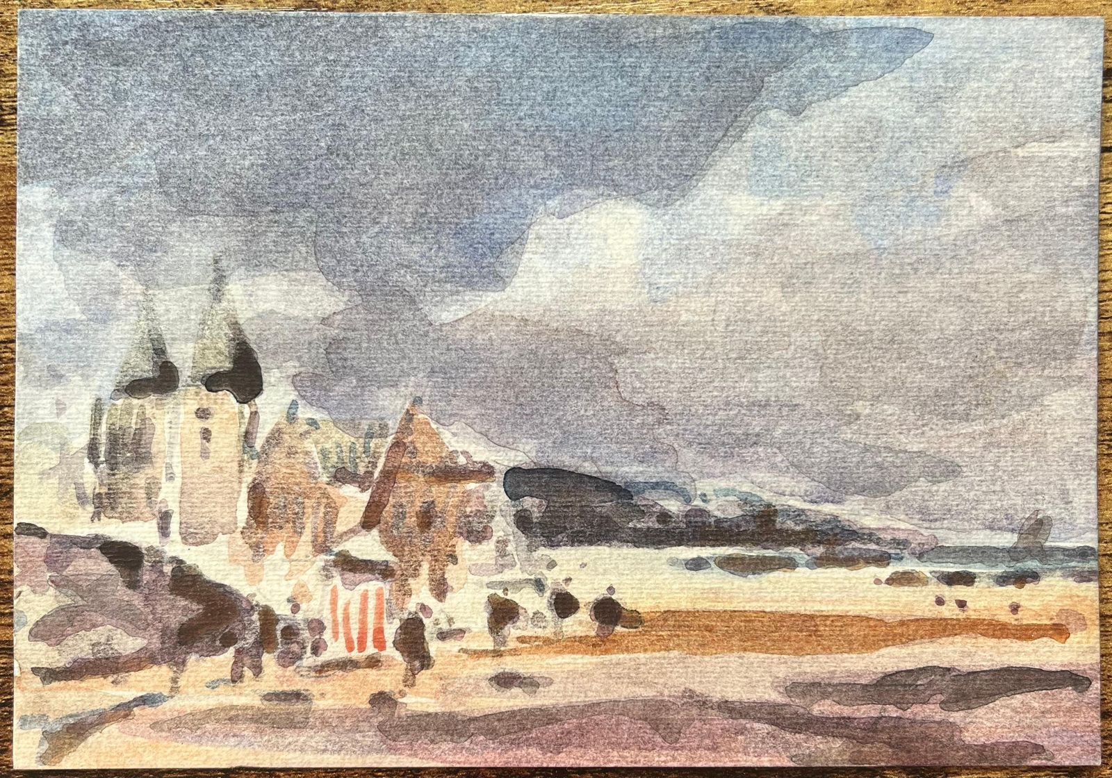 Maurice Mazeiliefrench Impressionist Watercolor Of A Coastal Landscape With Historic Towers2013 photo furniture