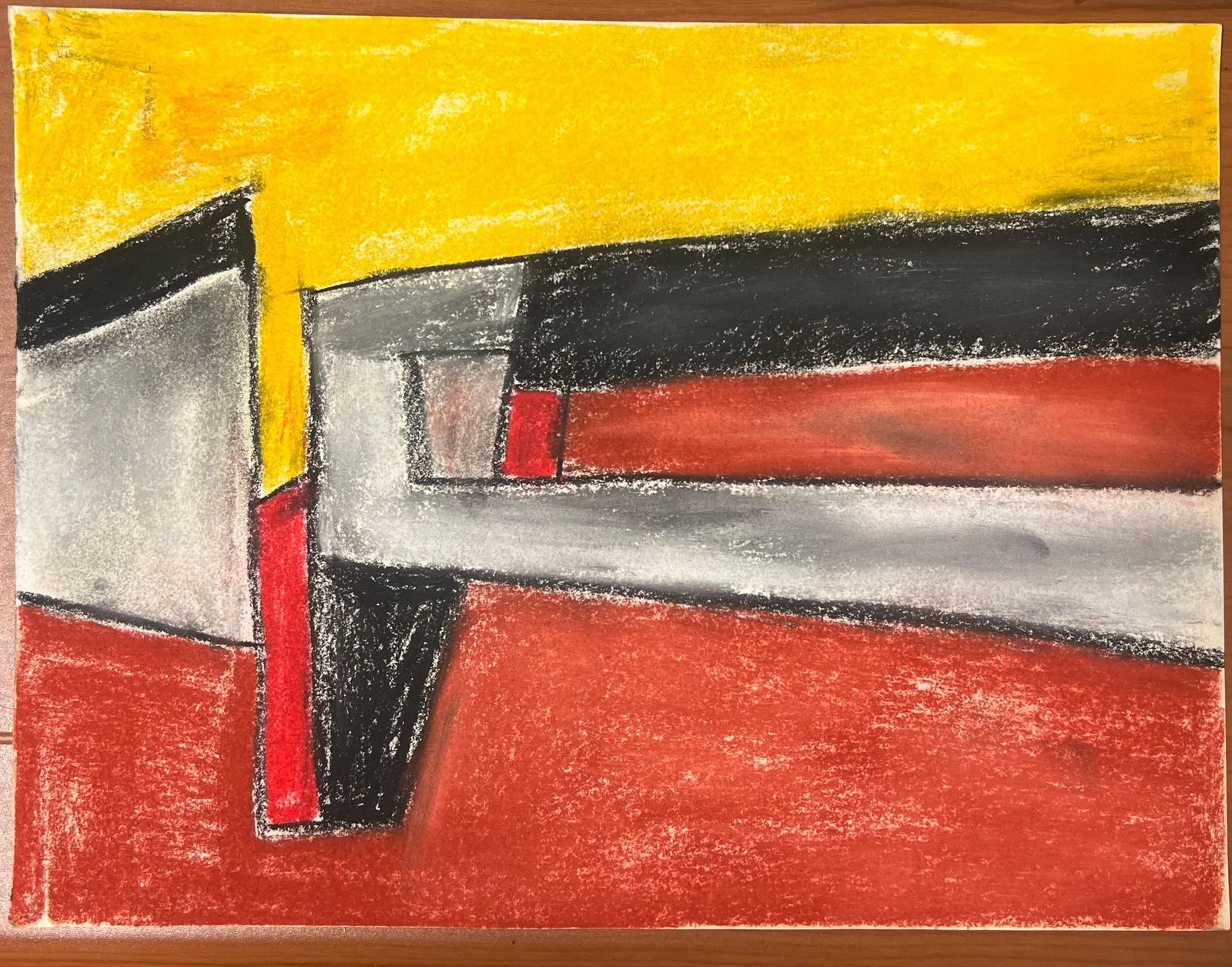 Robert Somertonabstract Expressionist British Original Pastel Yellow Black And Red Colorsc. 2022 photo furniture