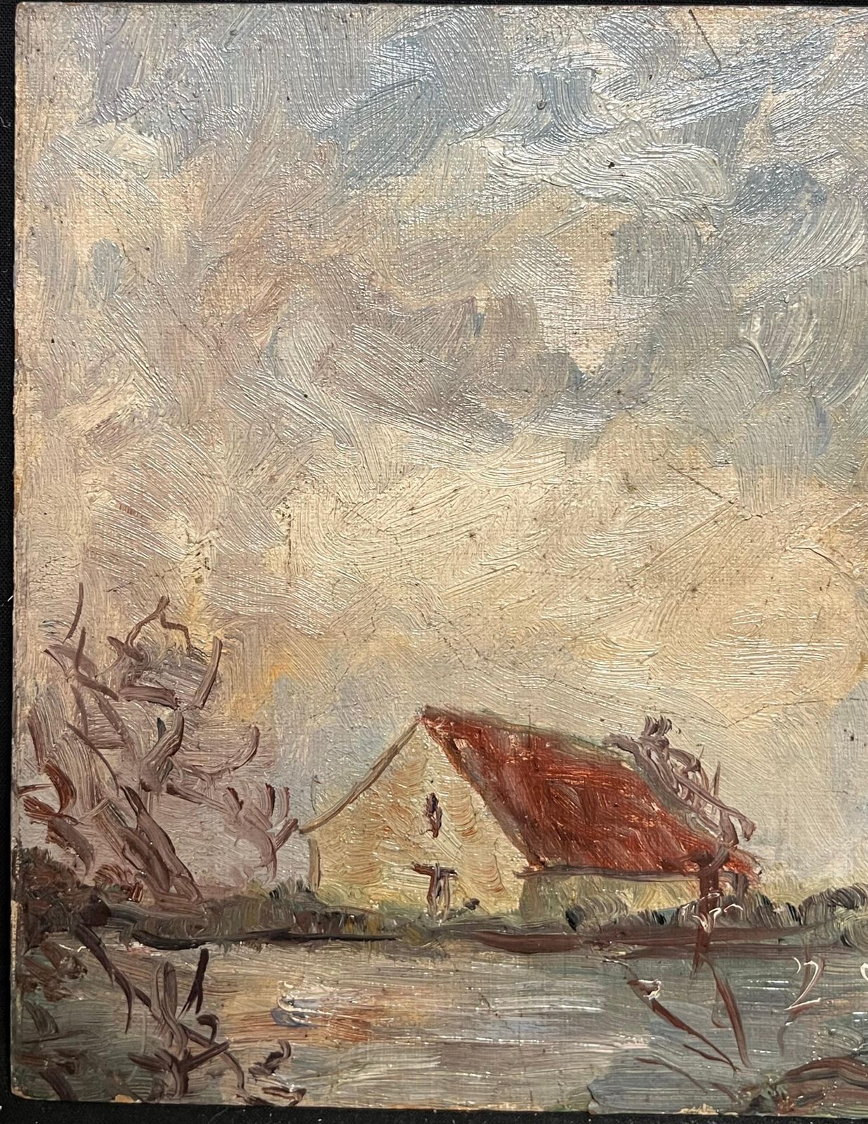 Simone Forgetranquil Countryside Scene With Cottage And Bare Trees By The Water19th Century photo 375.0