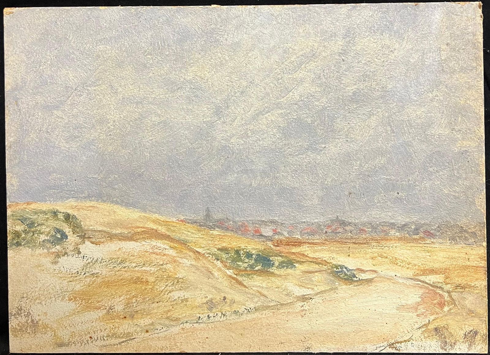 Simone Forge1930's French Impressionist Coastal Dunes With Distant Village Horizon Under Sky19th Century photo furniture