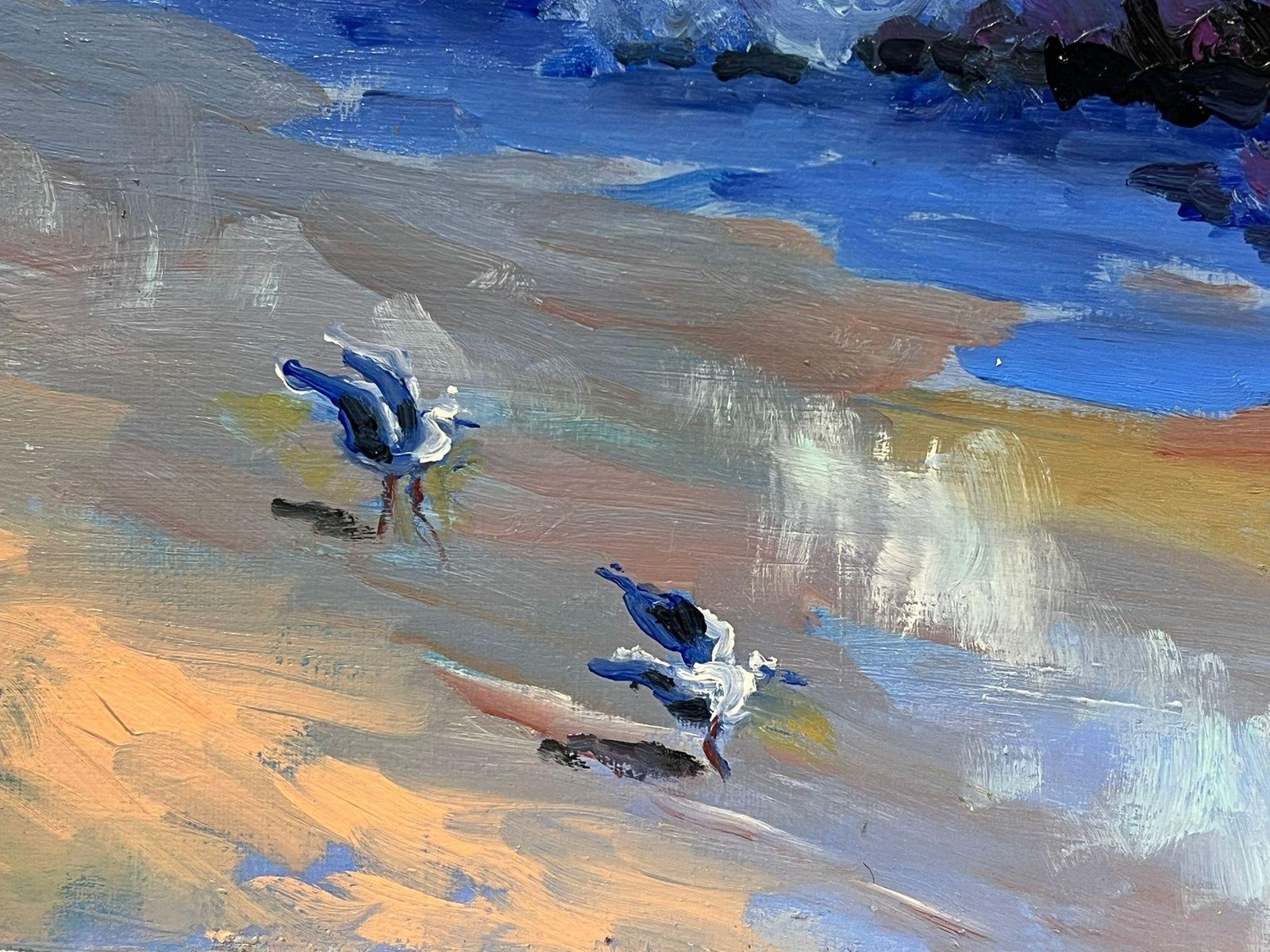 Georges Bordonovecoastal Scene With Crashing Waves Seagulls In Flight And Vibrant Ocean Colors1997 photo for sale