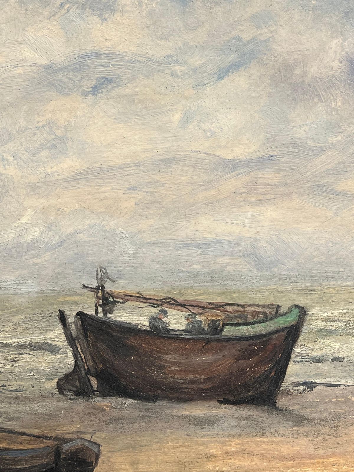 Simone Forge1930's French Impressionist Tranquil Coastal Scene With Weathered Fishing Boats19th Century photo for sale