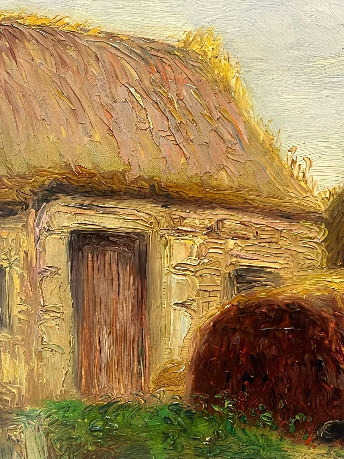 Paul Molinardlife In A Rustic Village Antique French Impressionist Oil Painting photo for sale