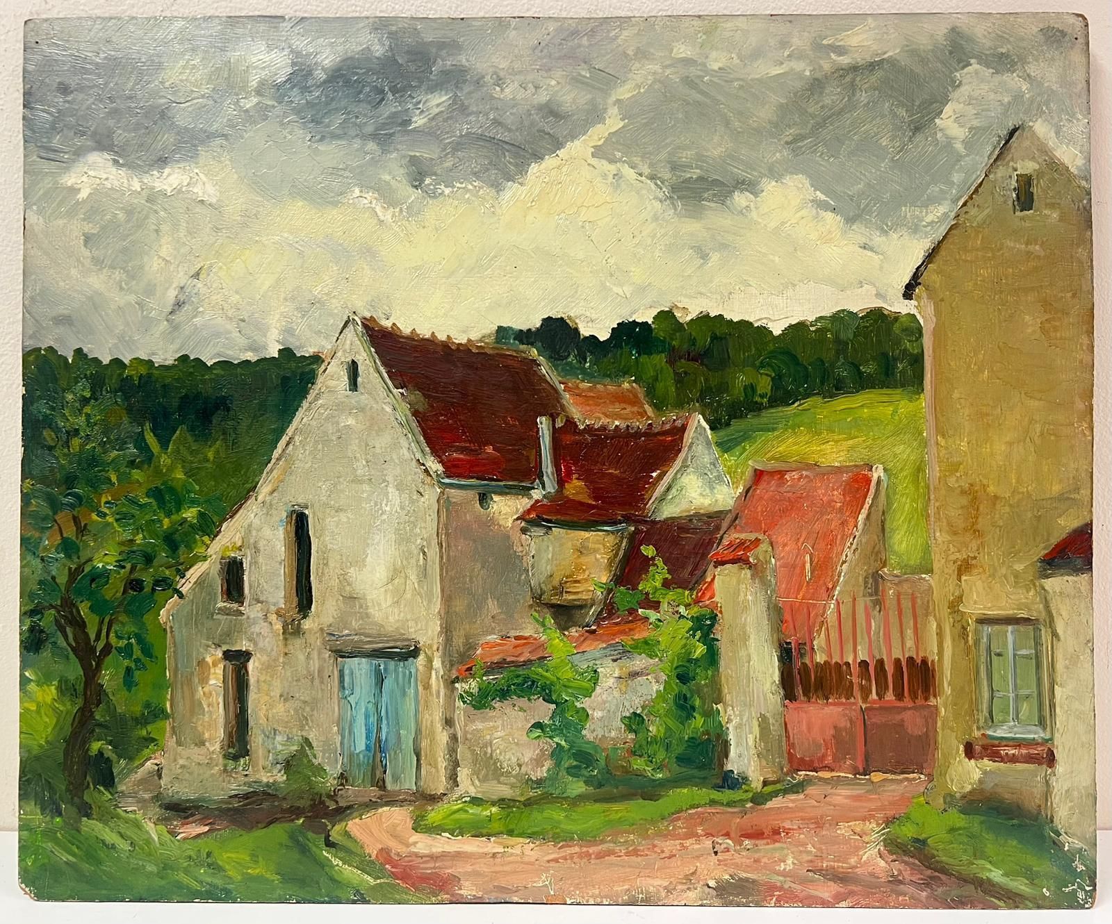 Regine Davidcharming Rural French Village Scene With Rustic Stone Houses Red Tiled Roofs1950's photo furniture