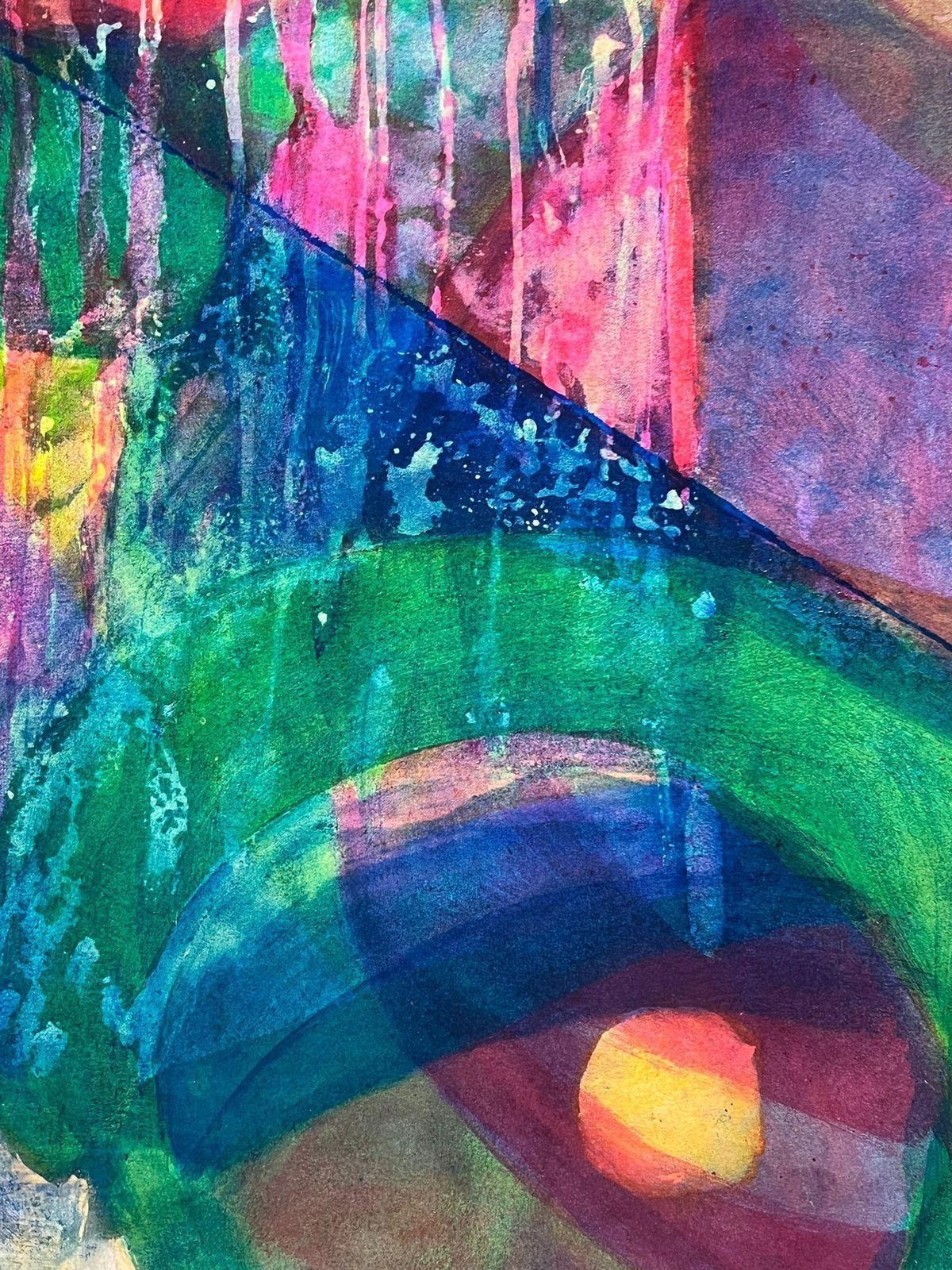 French Schoolvibrant Abstract Painting With Richly Layered Colors Bold Geometric Shapesmid 20th Century photo vinterior