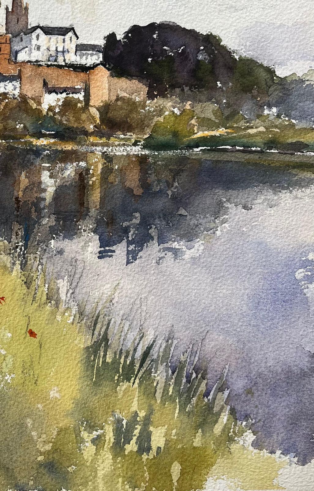 Anthony Averybritish Impressionist Watercolor Of Church Reflection By The Riverside photo 427.0