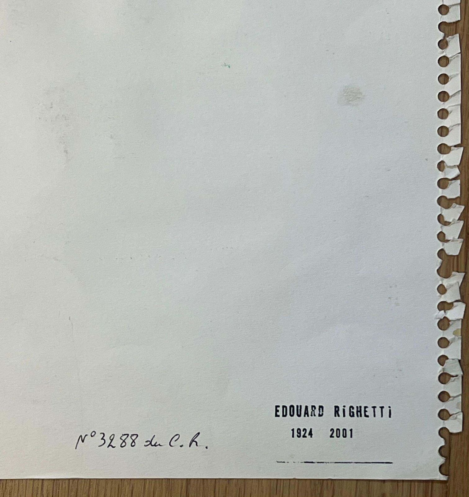 édouard Righetti (1924 2001)minimalist Coastal Landscape In Soft Hues Abstract Watercolor1950's photo 428.0