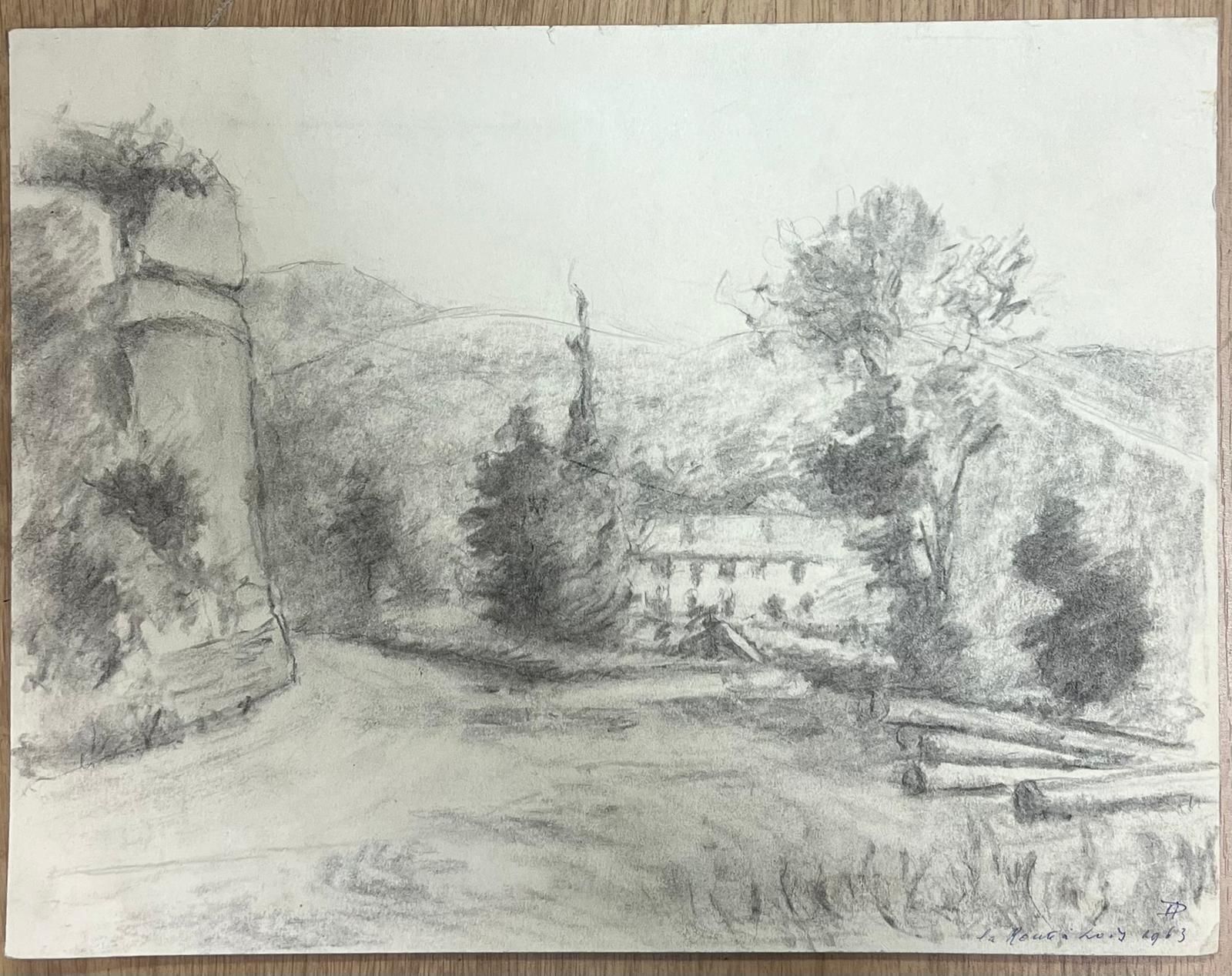 Regine Davidrural Landscape With Farmhouse And Trees Atmospheric Drawing1957 photo furniture