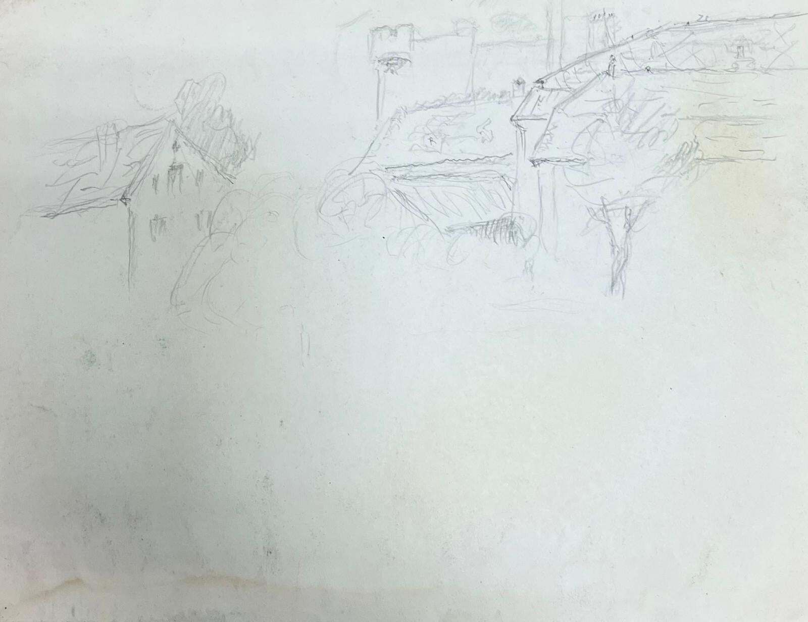 Regine Davidrural Landscape With Farmhouse And Trees Atmospheric Drawing1957 photo vinterior