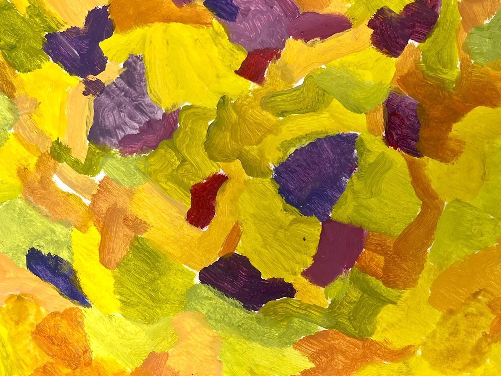Jill Jacksonvibrant Abstract Expressionist Painting In Warm Yellow Tones And Pops Of Purple photo Art