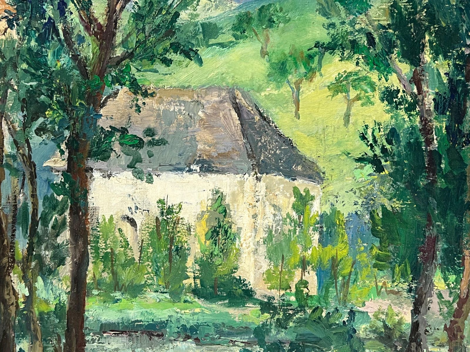 Regine Davidlush Green Landscape With Tall Trees Framing A Quaint Country House1950's photo Art