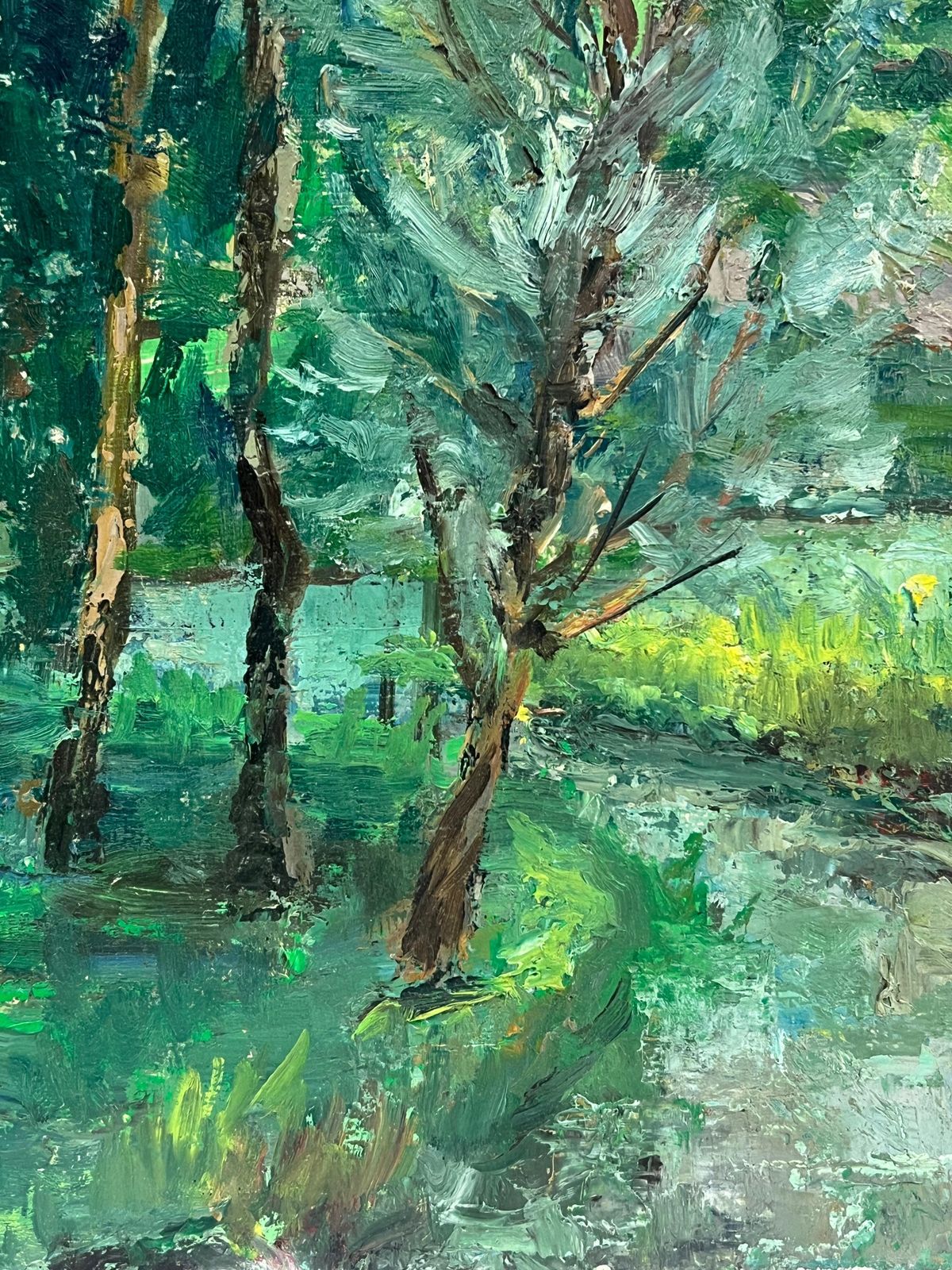 Regine Davidlush Green Landscape With Tall Trees Framing A Quaint Country House1950's photo vinterior