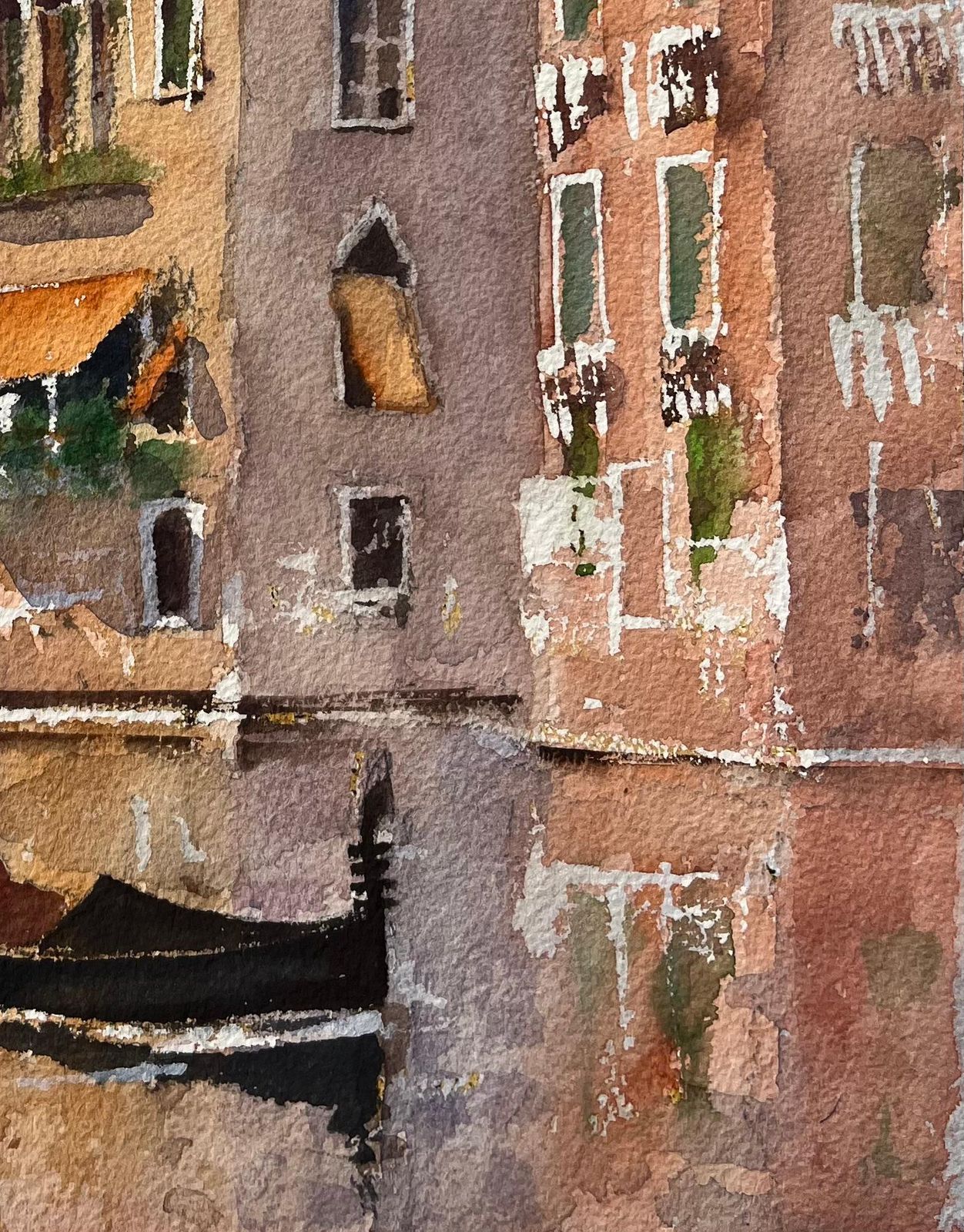 Anthony Averybritish Impressionist Watercolor Of Venetian Reflections With Gondola photo furniture