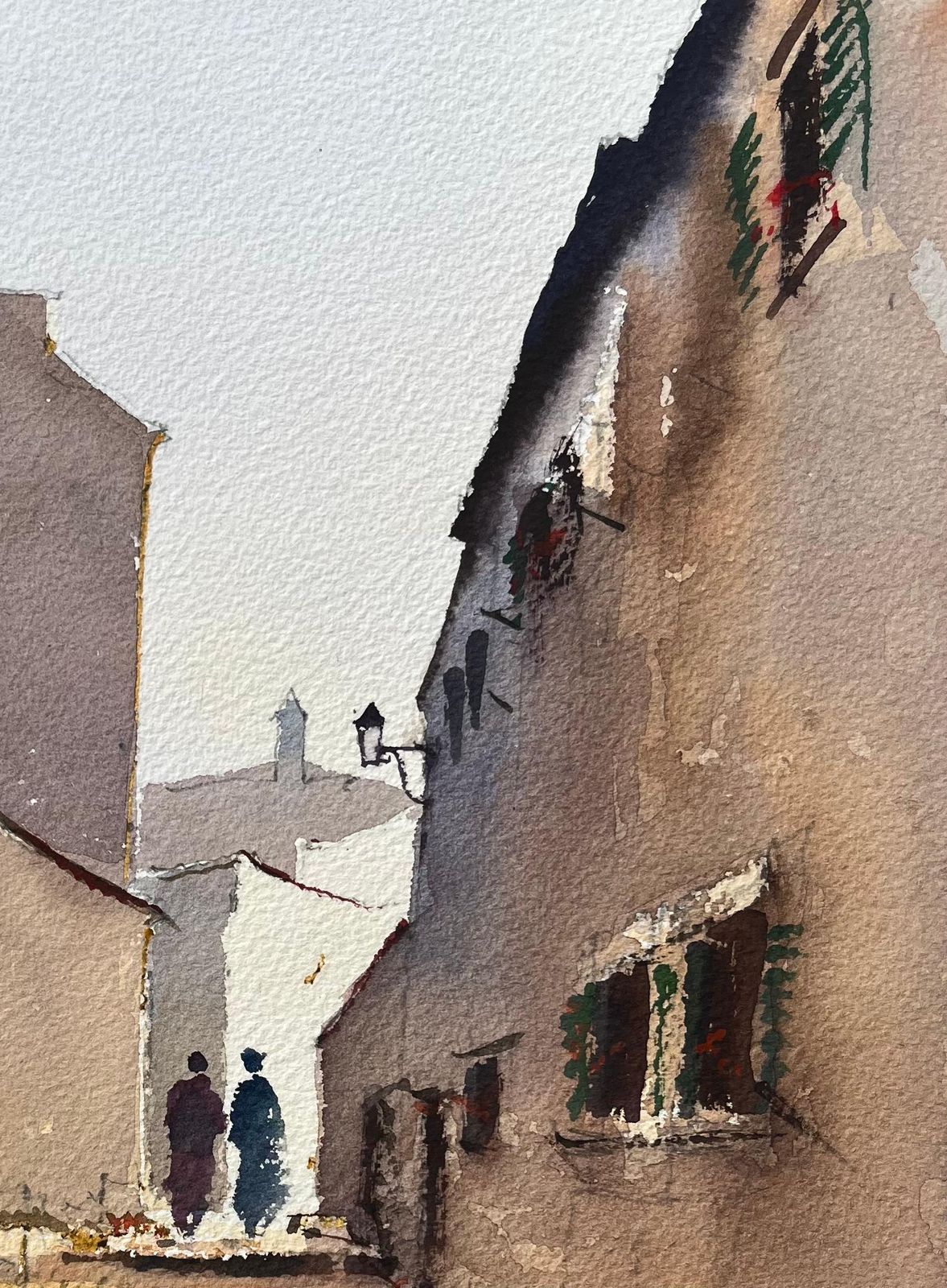 Anthony Averybritish Impressionist Watercolor Of Charming Narrow Alleyway With Figures photo Art