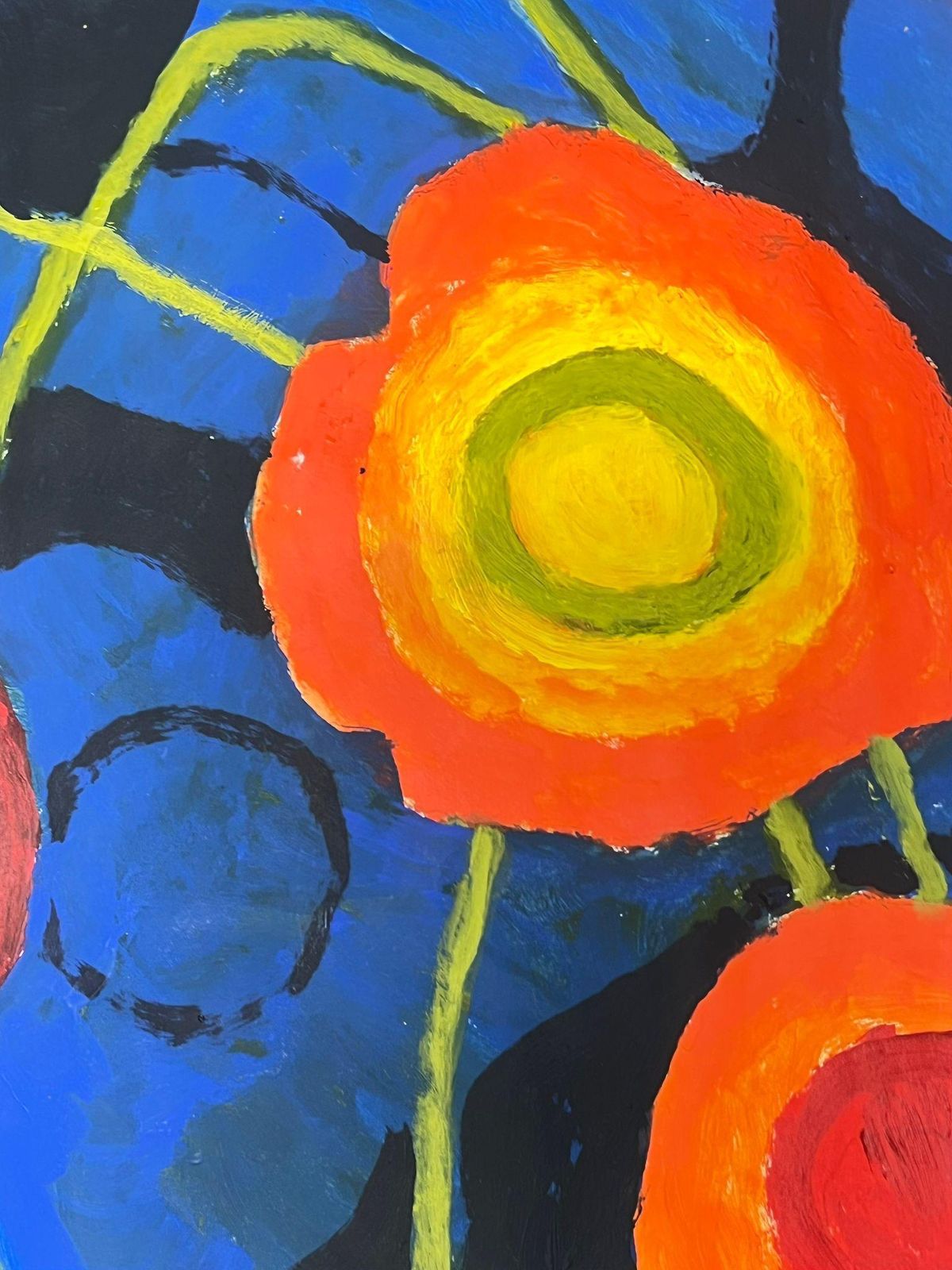 Jill Jacksonbold Abstract Floral Composition With Vibrant Colors On Dark Background photo vinterior