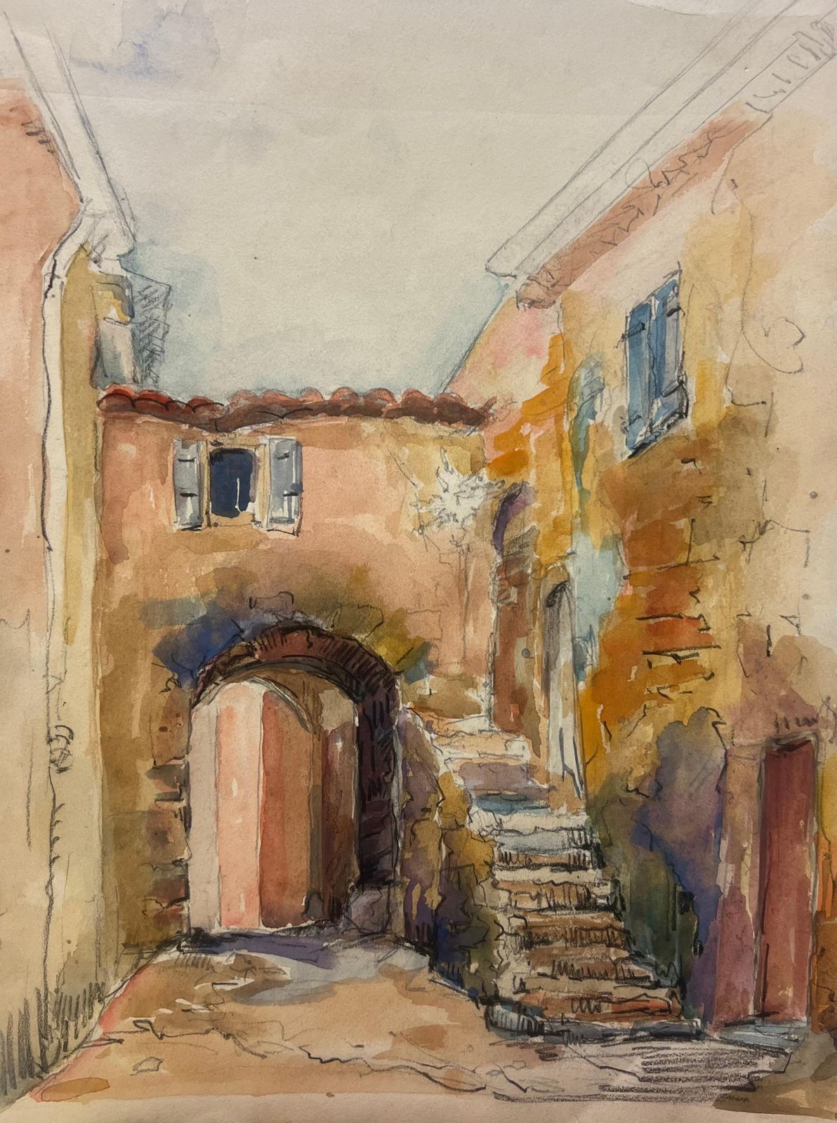 Regine Davidfrench Village Alley With Stone Arch And Staircase Old Street In Gassin1937