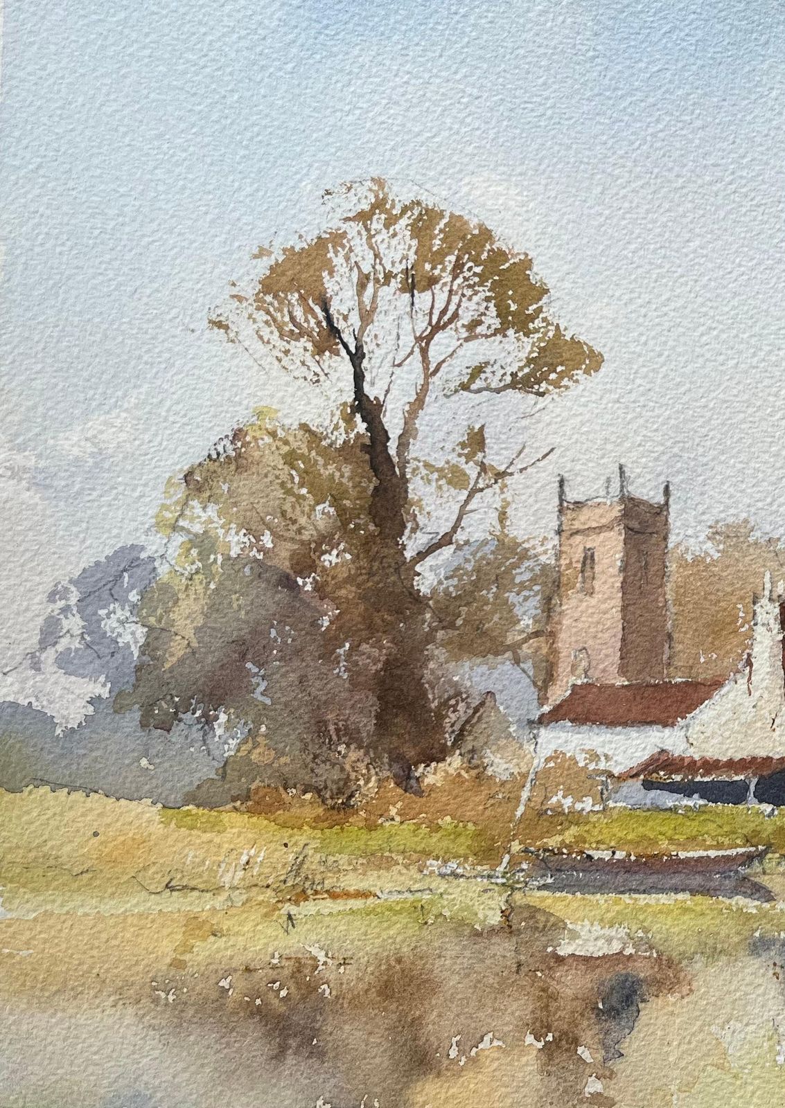 Anthony Averybritish Impressionist Watercolor Of Riverside Village Scene With Church photo 392.0