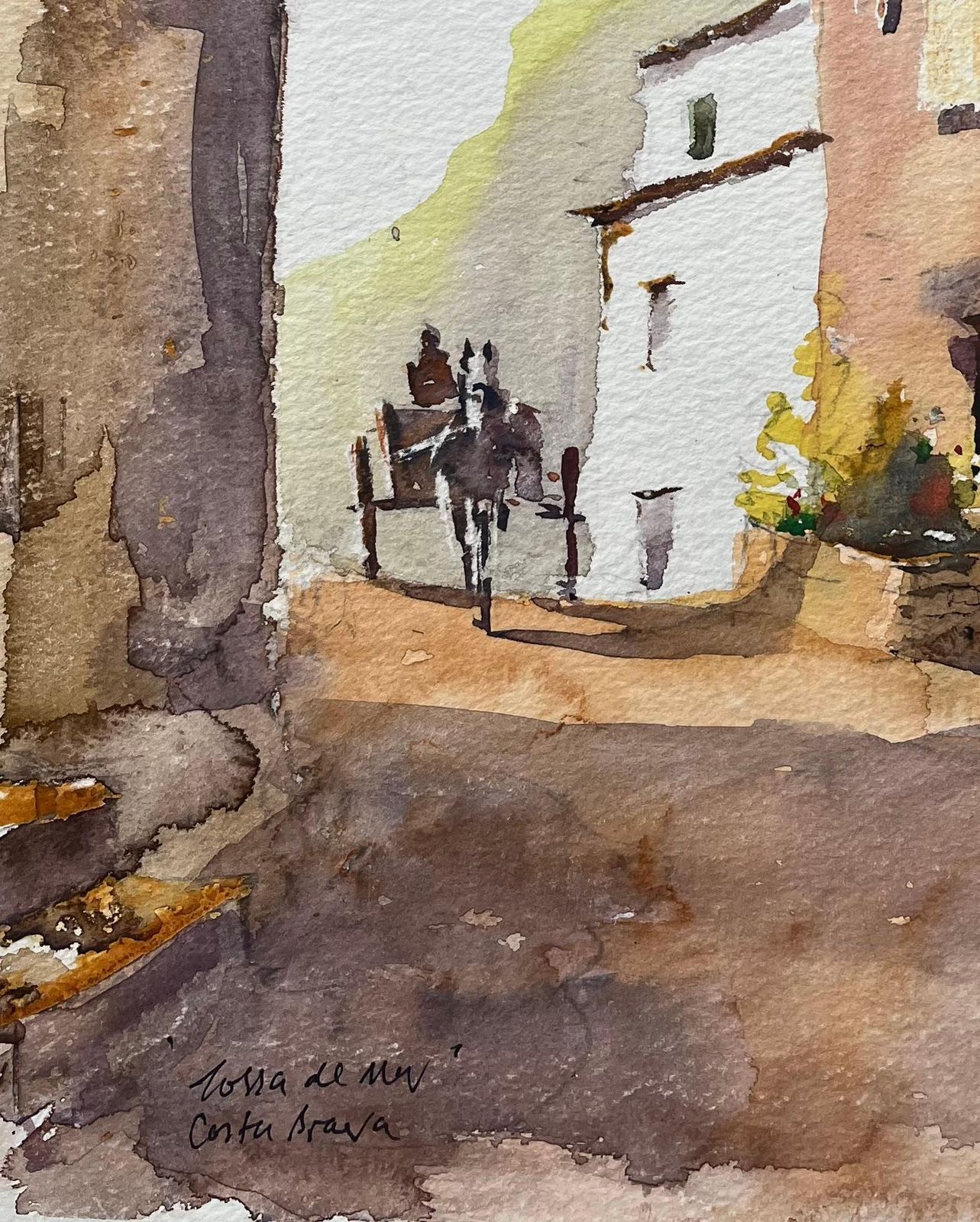 Anthony Averybritish Impressionist Watercolor Of A Street Scene In Tossa De Mar, Costa Brava photo Art
