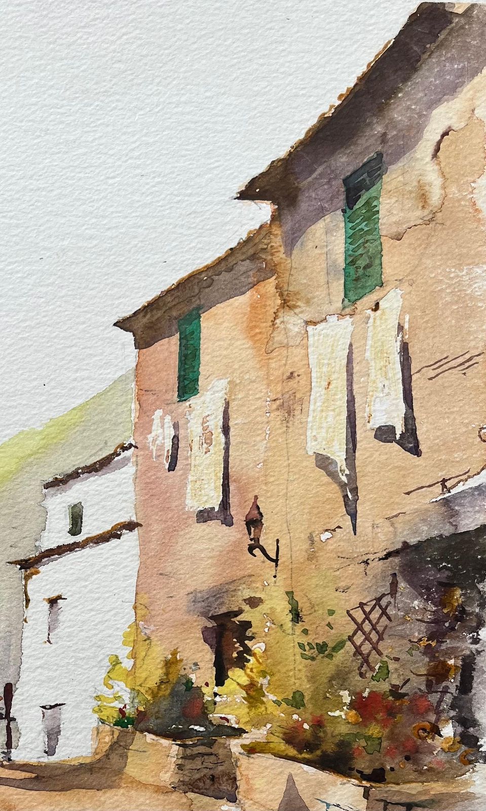 Anthony Averybritish Impressionist Watercolor Of A Street Scene In Tossa De Mar, Costa Brava photo 387.0