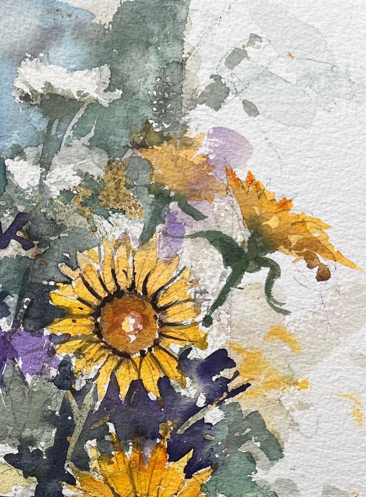 Anthony Averybritish Impressionist Watercolor Of A Vibrant Wildflower Bouquet photo for sale