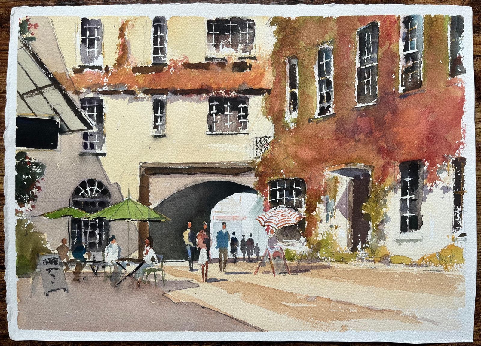 Anthony Averybritish Impressionist Watercolor Of Afternoon Courtyard Scene With Figures photo furniture