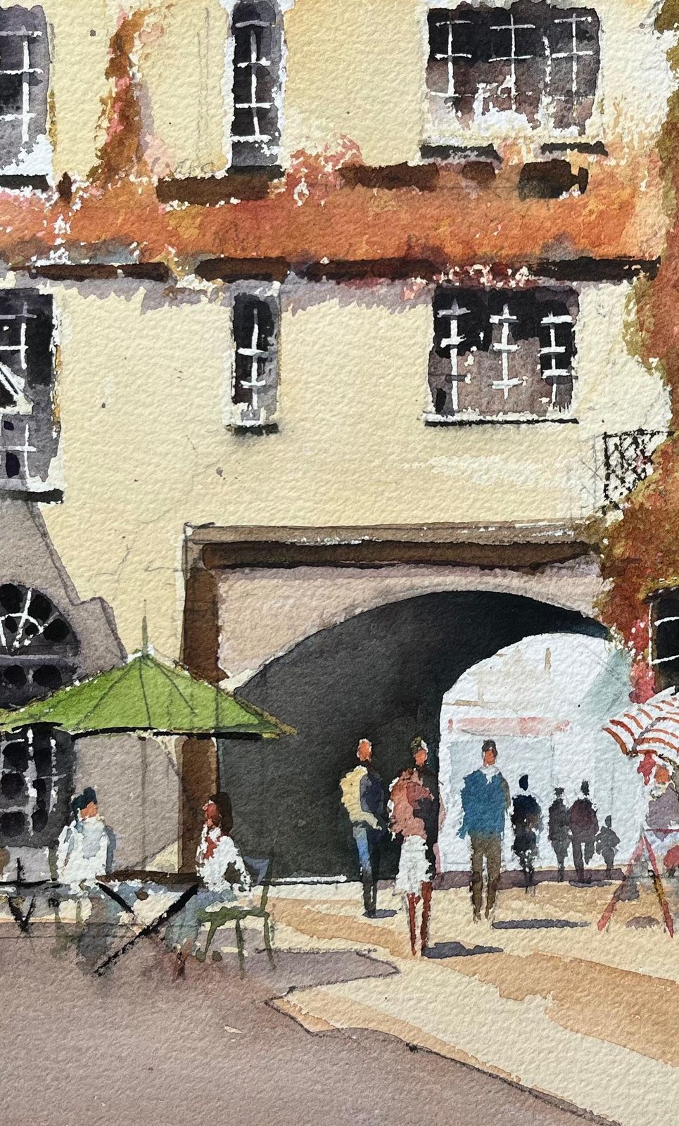 Anthony Averybritish Impressionist Watercolor Of Afternoon Courtyard Scene With Figures photo 410.0