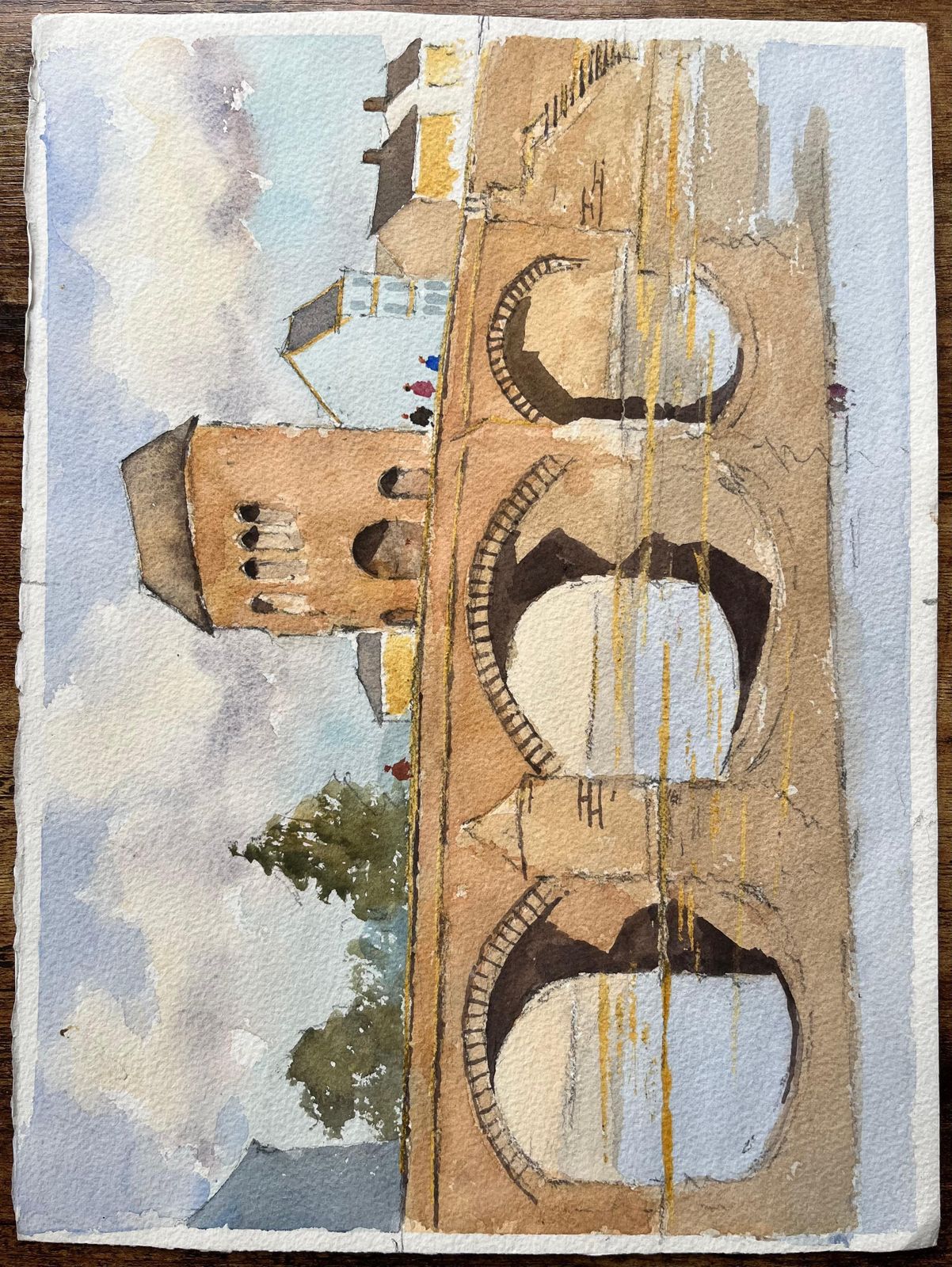 Anthony Averyimpressionist Watercolor Of French Village Scene With Fountain And Boules Player photo buy