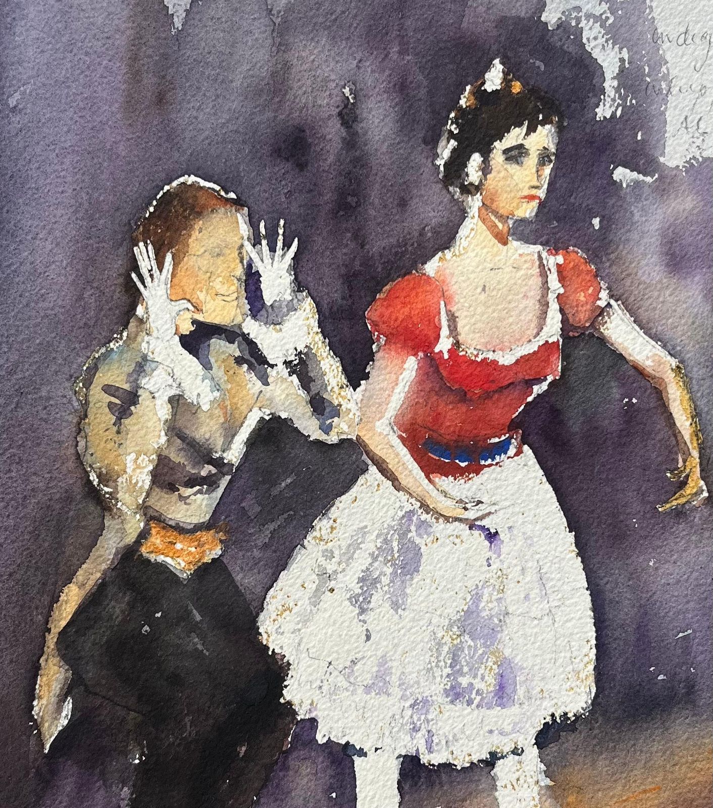 Anthony Averybritish Impressionist Watercolor Of Two Performers In A Scene From Coppélia photo Art