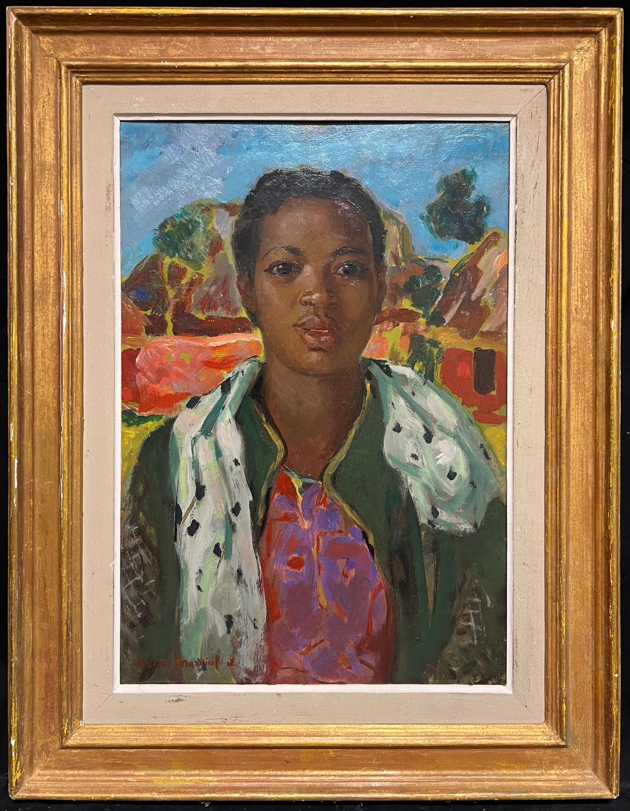 French Schoolmid 20th Century French Signed Oil Portrait Of A Womanmid 20th Century