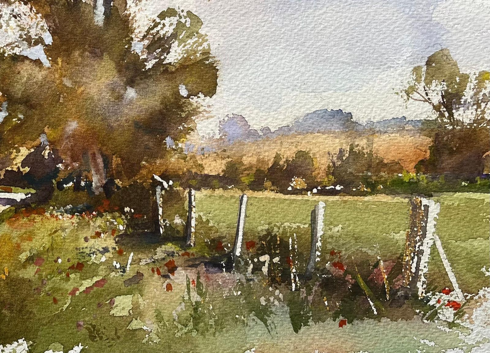 Anthony Averybritish Impressionist Watercolor Of Country Lane With Autumn Trees photo for sale