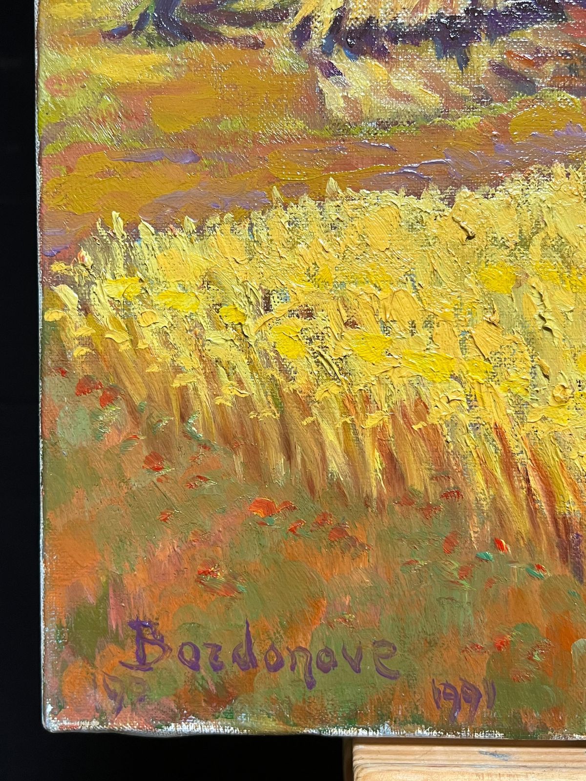 photo furniture Georges Bordonovefrench Impressionist Oil Painting Golden Harvest Landscape With Haystacks