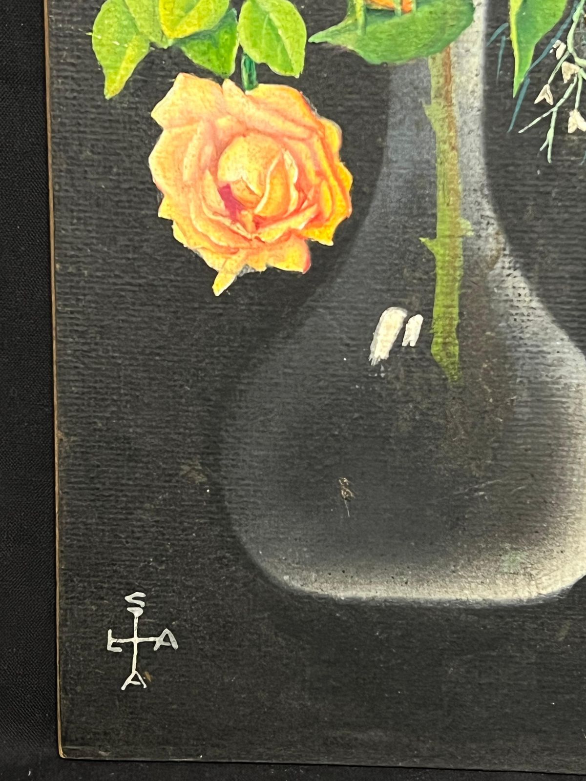 French Artistpair Mid 20th Century French Still Life Painting Ornate Flowers In Glass Vase1950 photo buy