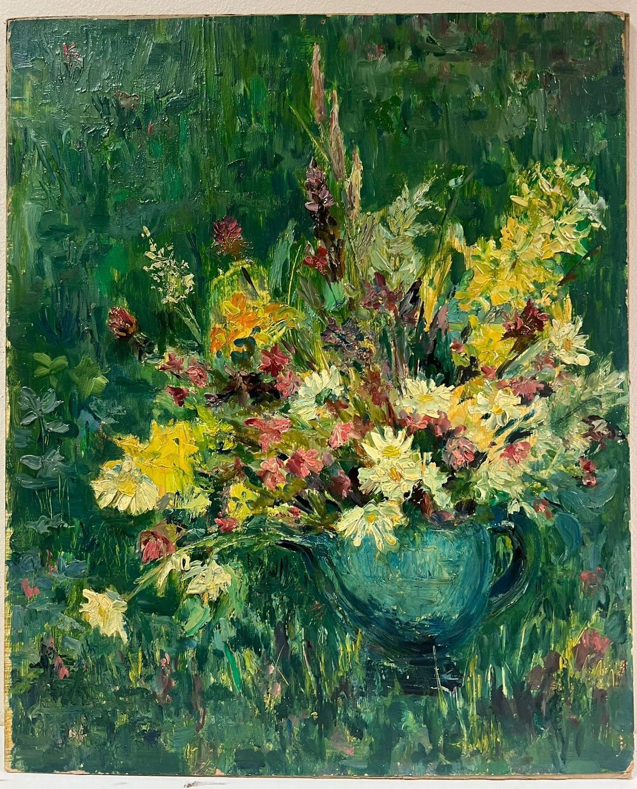 Regine Davidmid 20th Century French Post Impressionist Oil Wild Flowers Picked In Garden1950's photo furniture